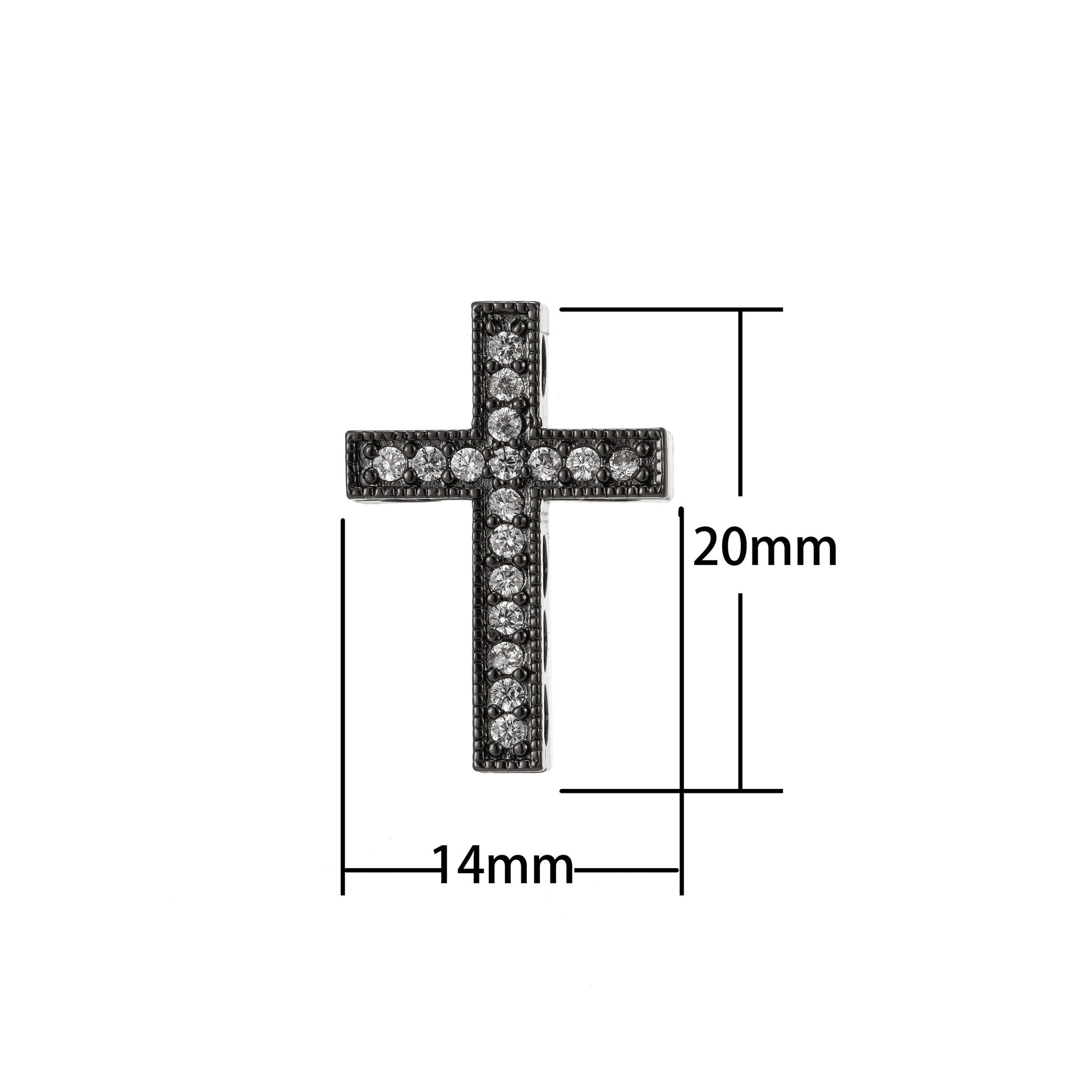 Cross Micro Pave CZ 14K Gold Bead, Good For Earring, Necklace, and bracelet, vertically or horizontally design charm,Gun Metal Plated