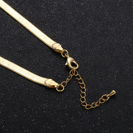 1pc 16" 3.2mm Ready to Use 24K Gold Plated Herringbone Necklace Chain,Layering Chain Dainty Necklace,For Pendant Charm Necklace Making, 767