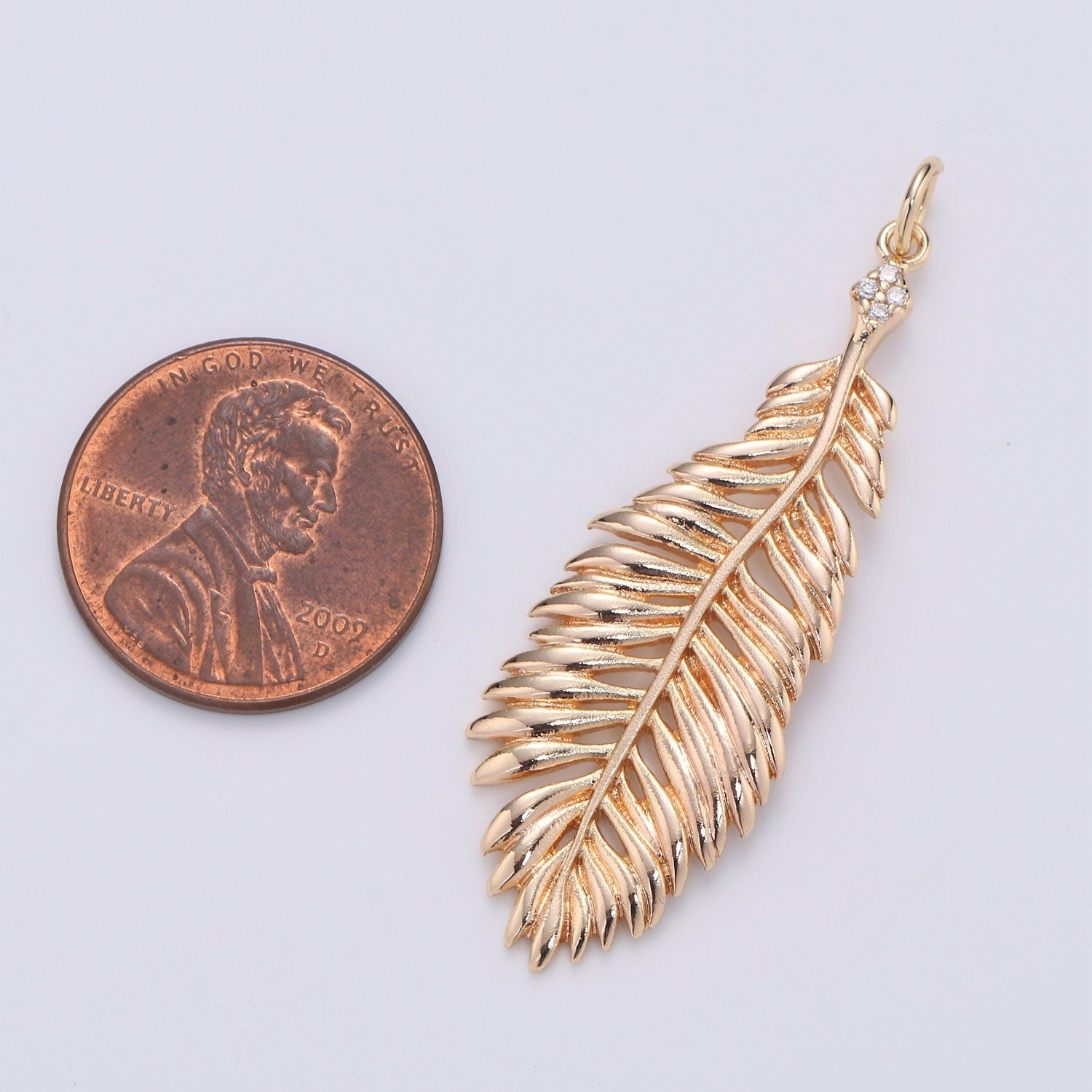 Palm Frond Charms Cubic Palm Leaf Charms 18k Gold Charm for Necklace Bracelet Wristlet Pendant, Palapa Leaf, Coconut Leaf, Feather