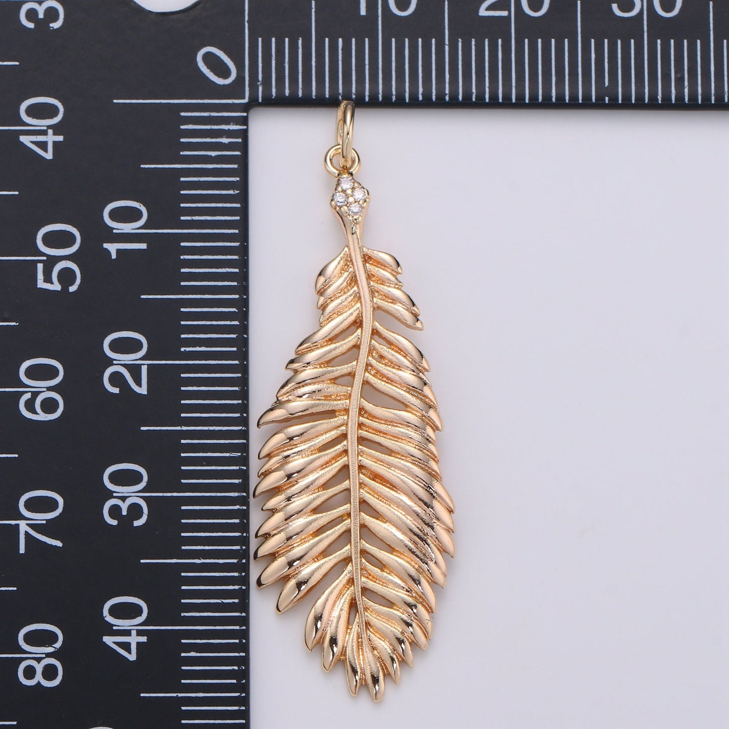 Palm Frond Charms Cubic Palm Leaf Charms 18k Gold Charm for Necklace Bracelet Wristlet Pendant, Palapa Leaf, Coconut Leaf, Feather