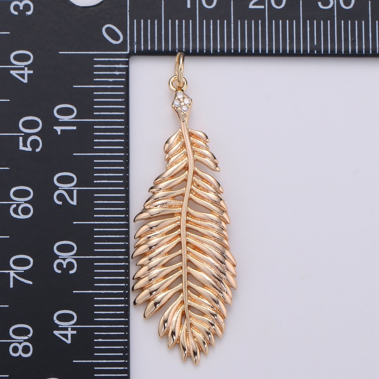 Palm Frond Charms Cubic Palm Leaf Charms 18k Gold Charm for Necklace Bracelet Wristlet Pendant, Palapa Leaf, Coconut Leaf, Feather