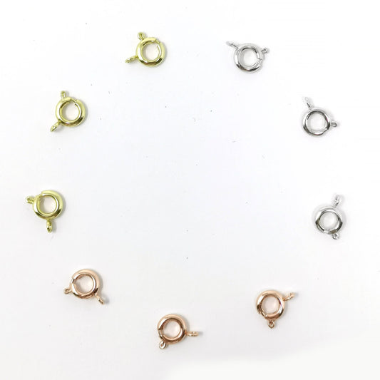 1Pc 14K Gold Spring Gate Ring, Push Gate ring, 7mm Round Ring Charm Holder Gold Rose Gold, White Gold Clasp for Connector Charm Holder