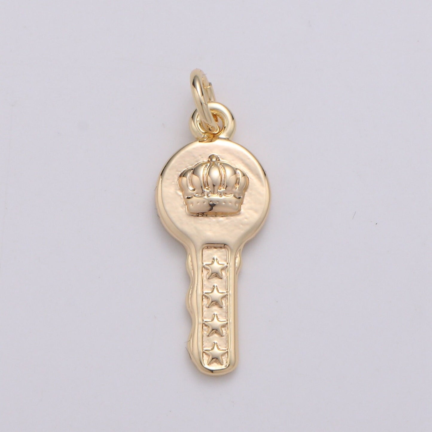 1pc 18k Gold Key Pendant Charm, Dainty Crown Key Pendant Charm, Key of Heaven Pendant, For DIY Jewelry Making Supply