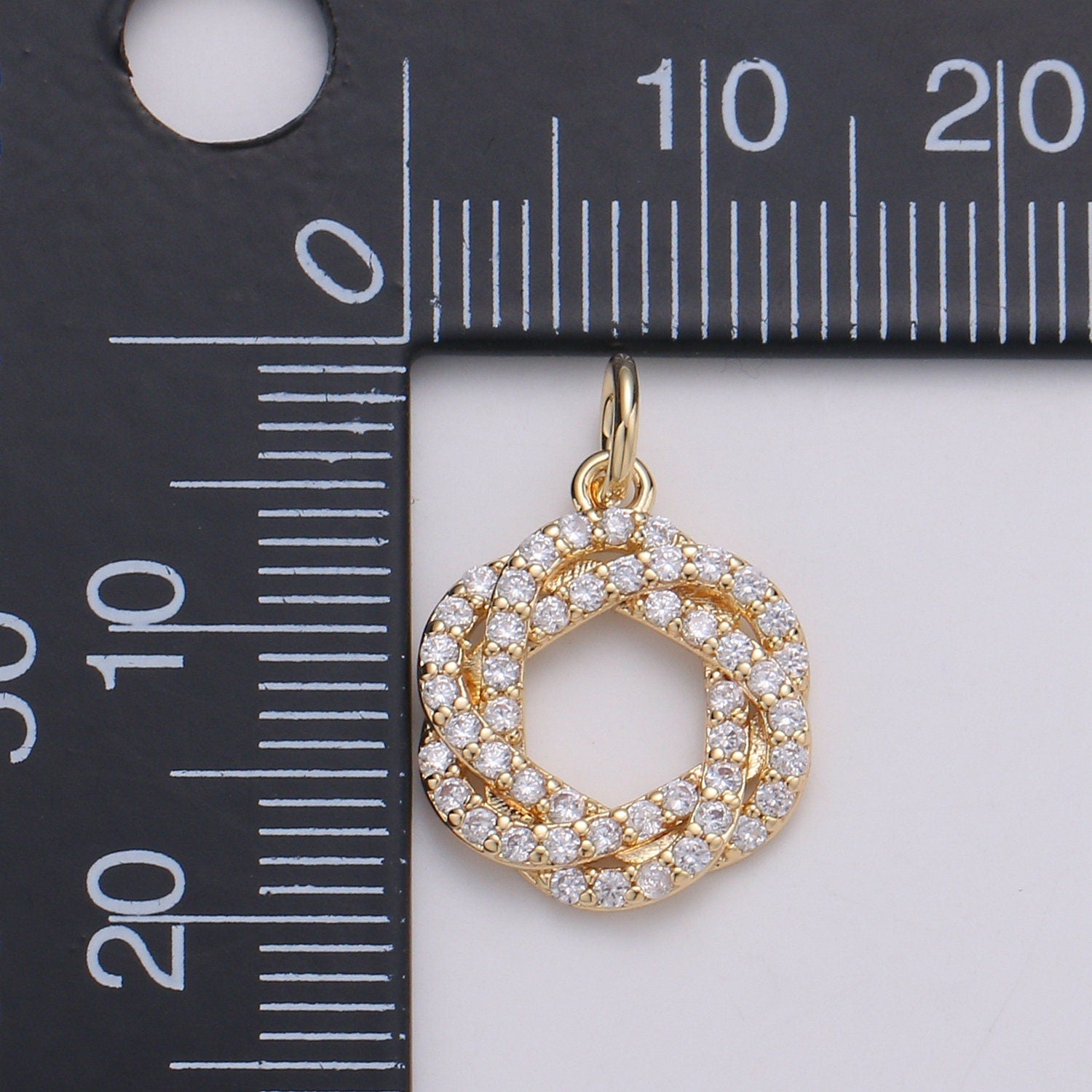 1pc 24K Gold Cluster CZ Wreath of Eternity Charm, Micro Pave CZ Circle Pendant , Pendant, For DIY Jewelry, Rose Gold