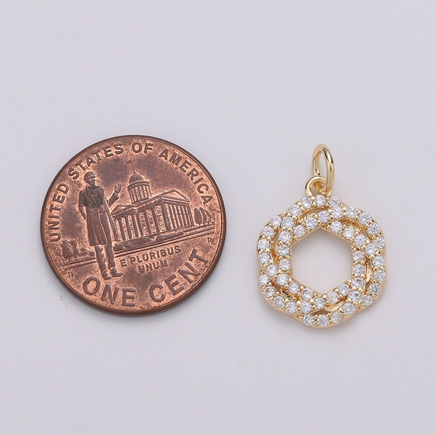 1pc 24K Gold Cluster CZ Wreath of Eternity Charm, Micro Pave CZ Circle Pendant , Pendant, For DIY Jewelry, Rose Gold