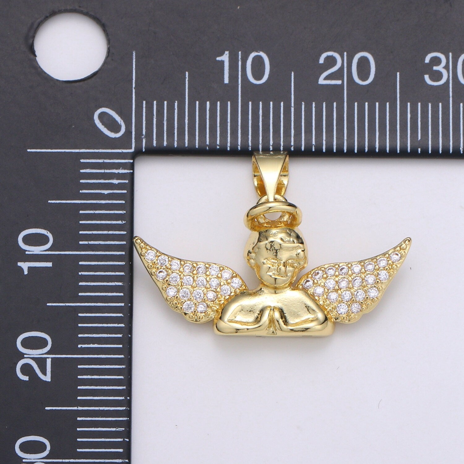 24k Gold CZ Roman Angel Pendant Angel Cluster Cubic Wings Charm Ceraphim Pendant Jewelry Making Supply