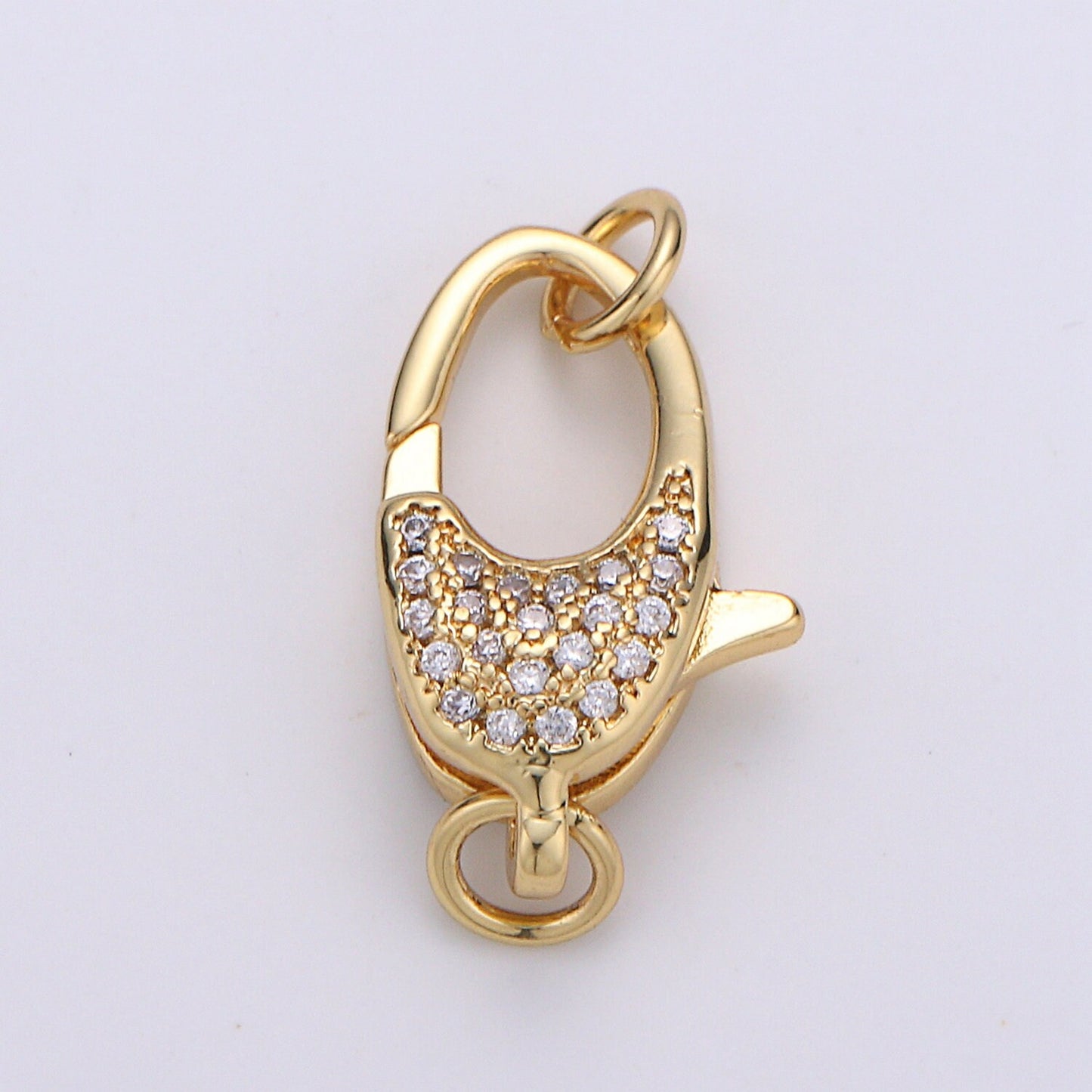 14k Gold CZ Micro Pave Clasp Rectangle Lock Clasp, Interlock Micro pave Clasp Fastener for Bracelet Necklace Clear supp 716, 718