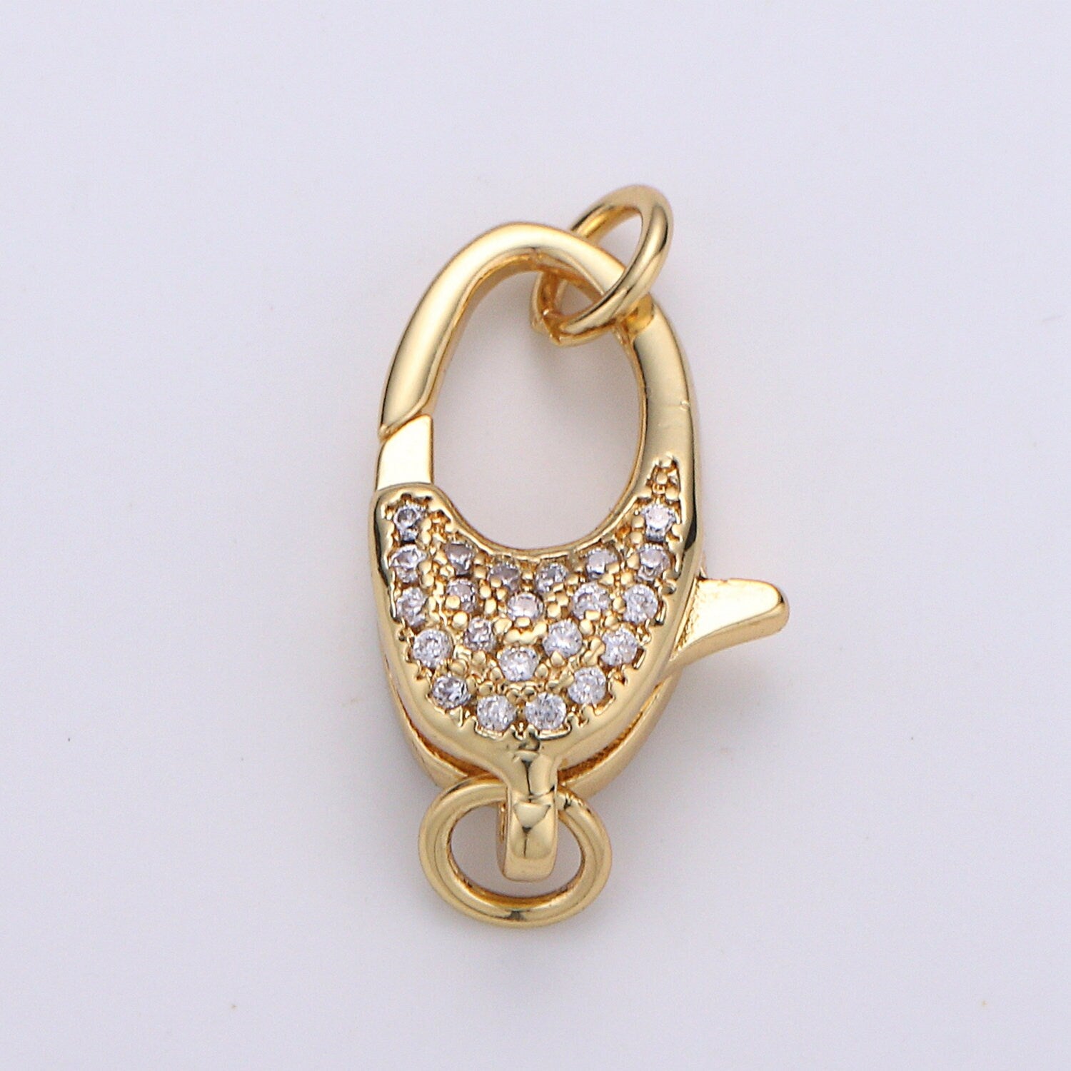 14k Gold CZ Micro Pave Clasp Rectangle Lock Clasp, Interlock Micro pave Clasp Fastener for Bracelet Necklace Clear supp 716, 718