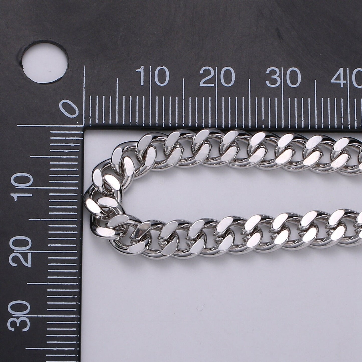 5.9mm White Gold Rhodium Cuban Link Chain by Yard, Cable Rolo Chain, Wholesale bulk Stunning Cuban Chain DIY Craft,Roll-327