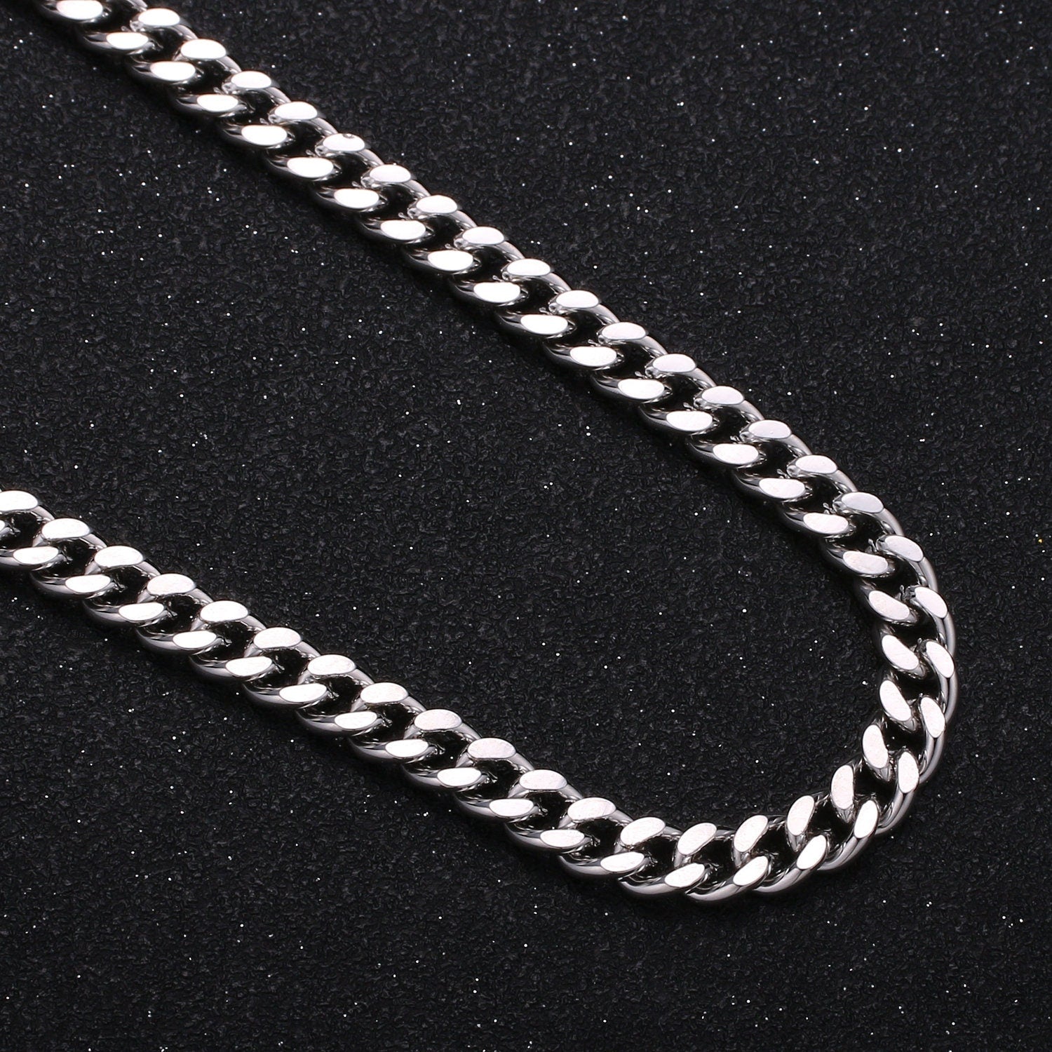 5.9mm White Gold Rhodium Cuban Link Chain by Yard, Cable Rolo Chain, Wholesale bulk Stunning Cuban Chain DIY Craft,Roll-327