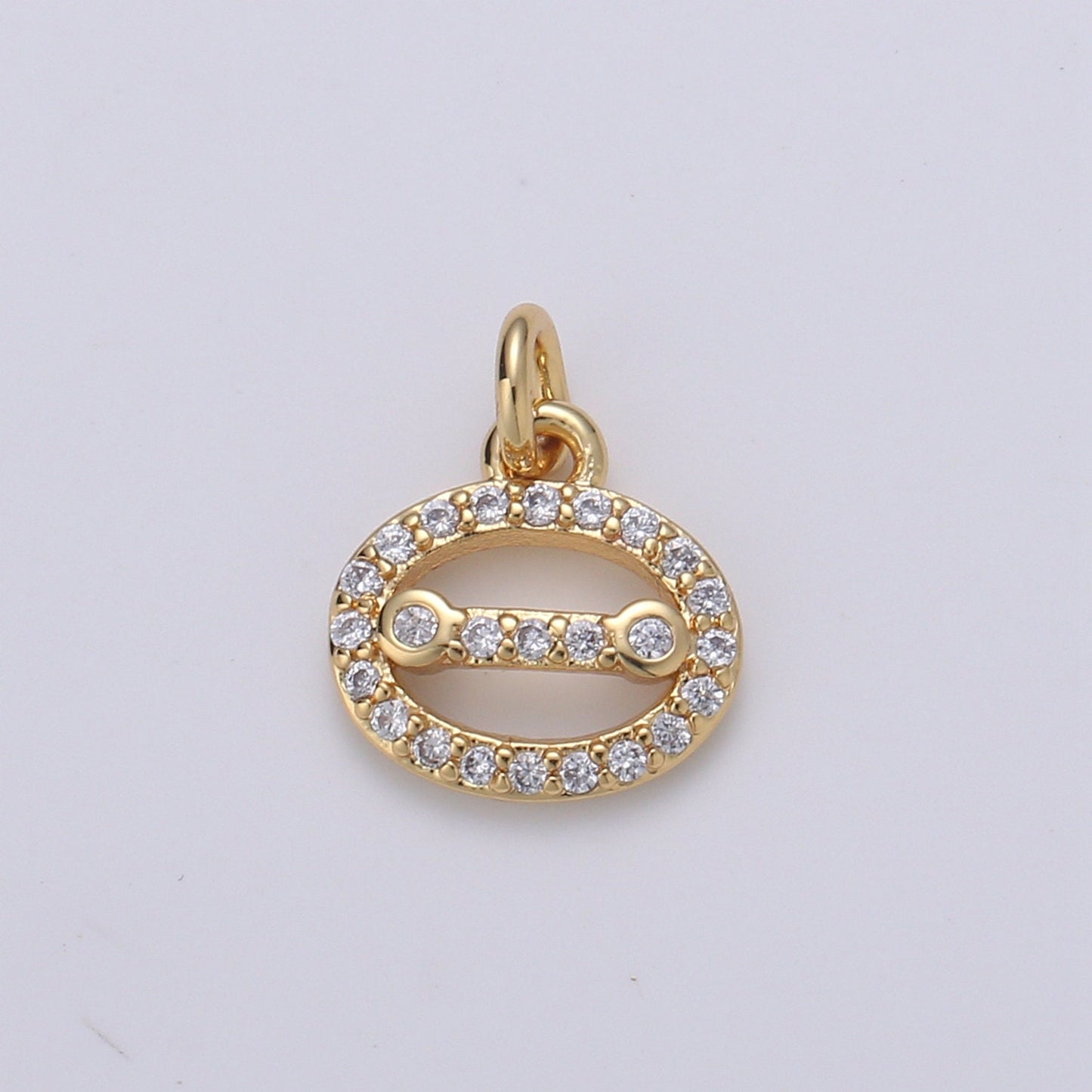 Small Cluster Cubic charm, Disc charm Balance CZ charms, Oval Cluster Zirconia, bracelet charm Necklace Charm, CHGF-1741