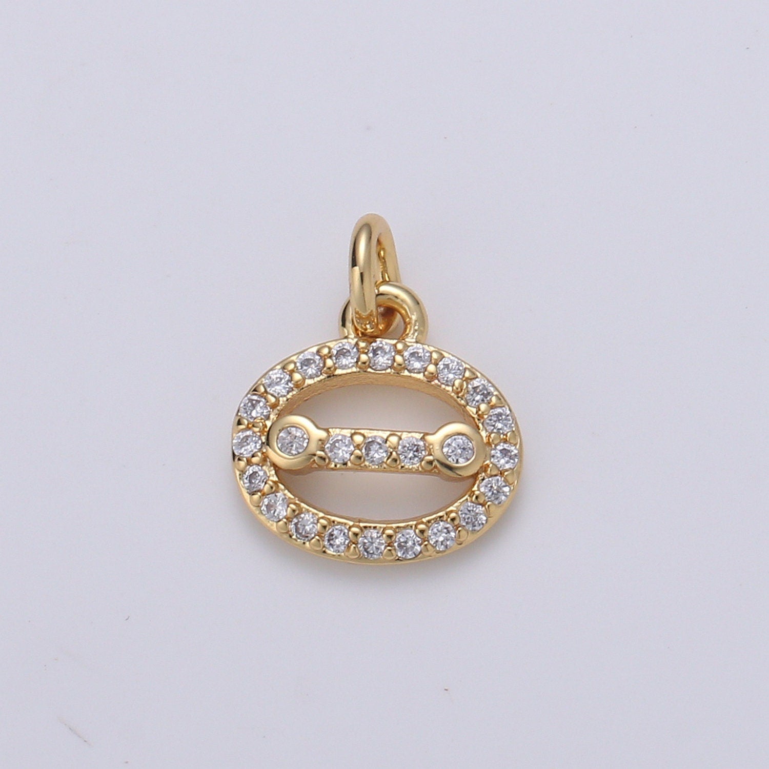 Small Cluster Cubic charm, Disc charm Balance CZ charms, Oval Cluster Zirconia, bracelet charm Necklace Charm, CHGF-1741