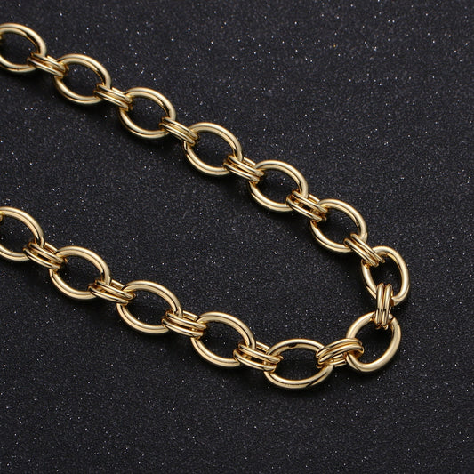 24K Gold Filled Oval Rolo Chain by Yard, Gold Filled Oval Link Chain by Foot, Wholesale bulk Roll Chain for DIY Craft, Width 11 mm-Roll-306
