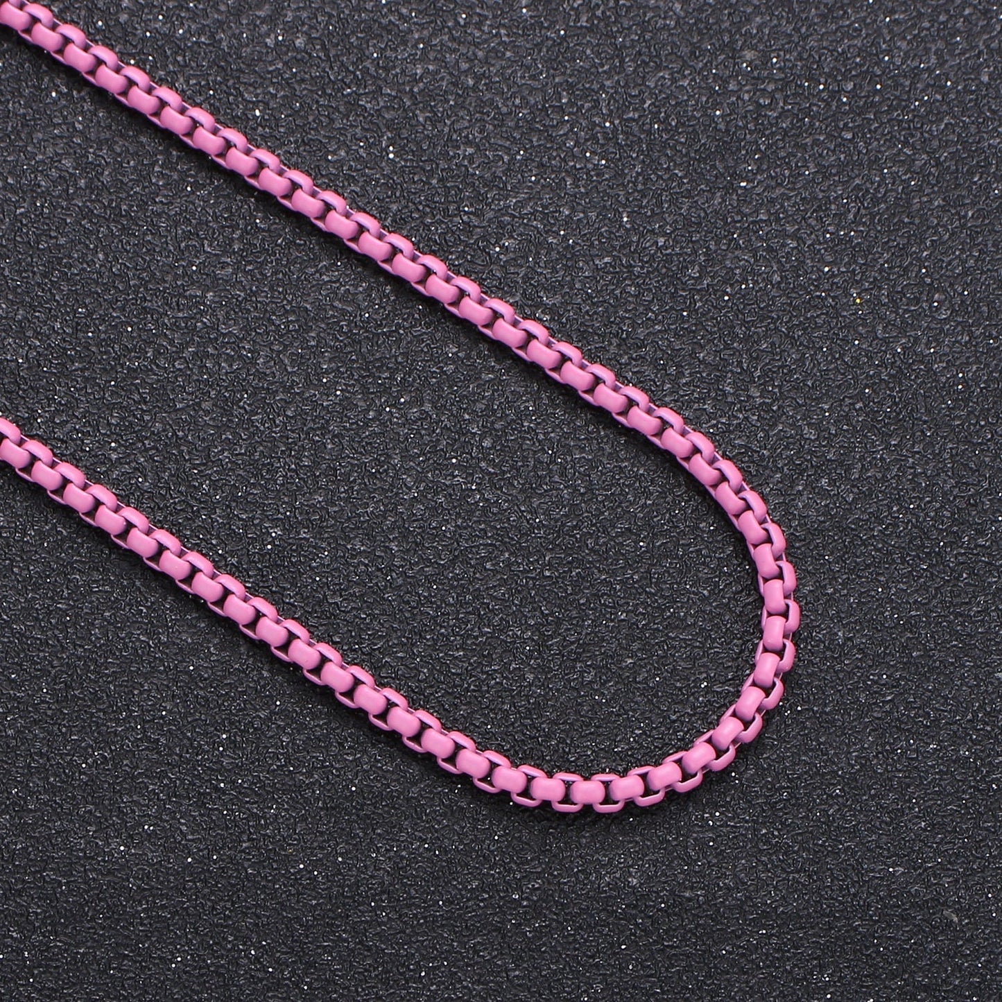 Pink, Teal, Purple & White Color Fancy Enamel Link Rolo Cable Chain by Yard, Square Link Chain by Yard, Width 2.6mm, Roll-344, 345, 346, 347