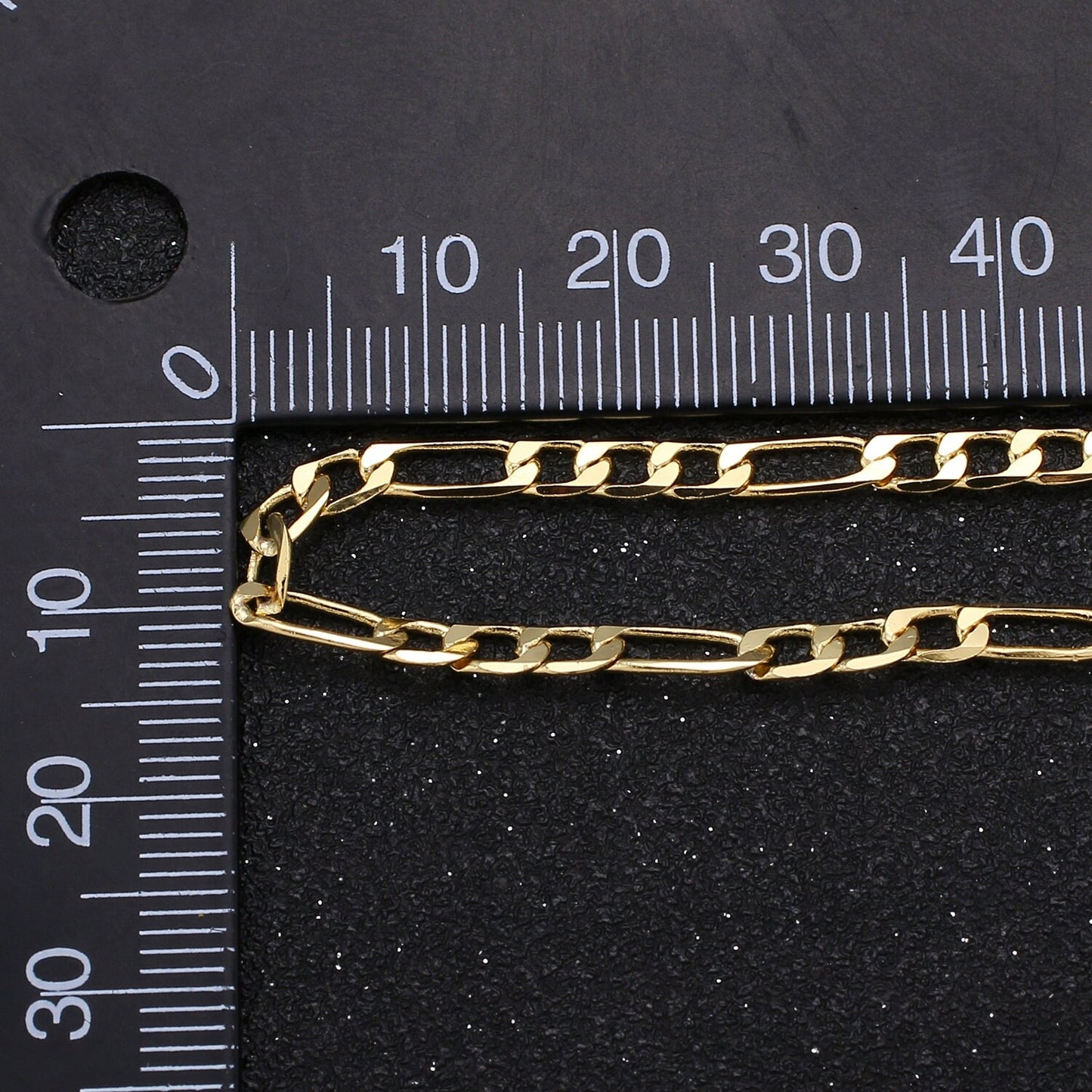 Wide Figaro 24K Gold Chain by Yard, Link Cable Link Elongate Chain by Foot, Wholesale bulk Roll Chain DIY Craft 3.8 mm width, Roll-360