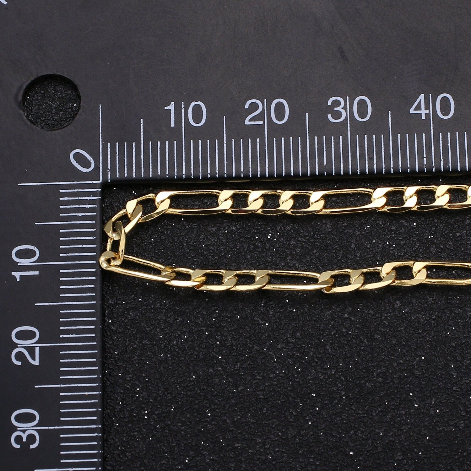 Wide Figaro 24K Gold Chain by Yard, Link Cable Link Elongate Chain by Foot, Wholesale bulk Roll Chain DIY Craft 3.8 mm width, Roll-360