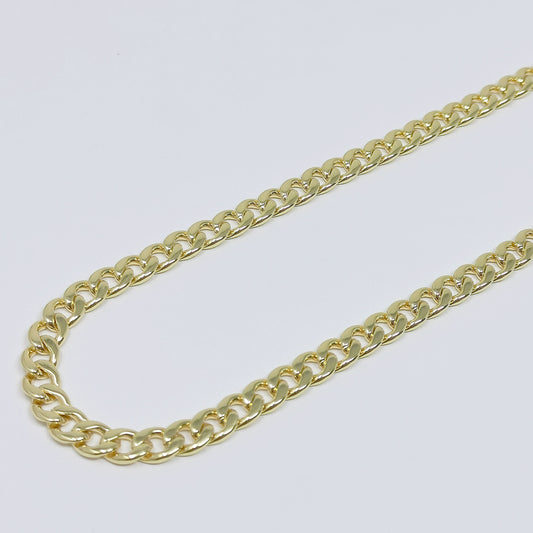 24K Gold Cuban Link Chain by Yard, Florida Curb Chain by Foot, Miami Roll Chain for Jewelry Making Width 6.7mm, Roll-361