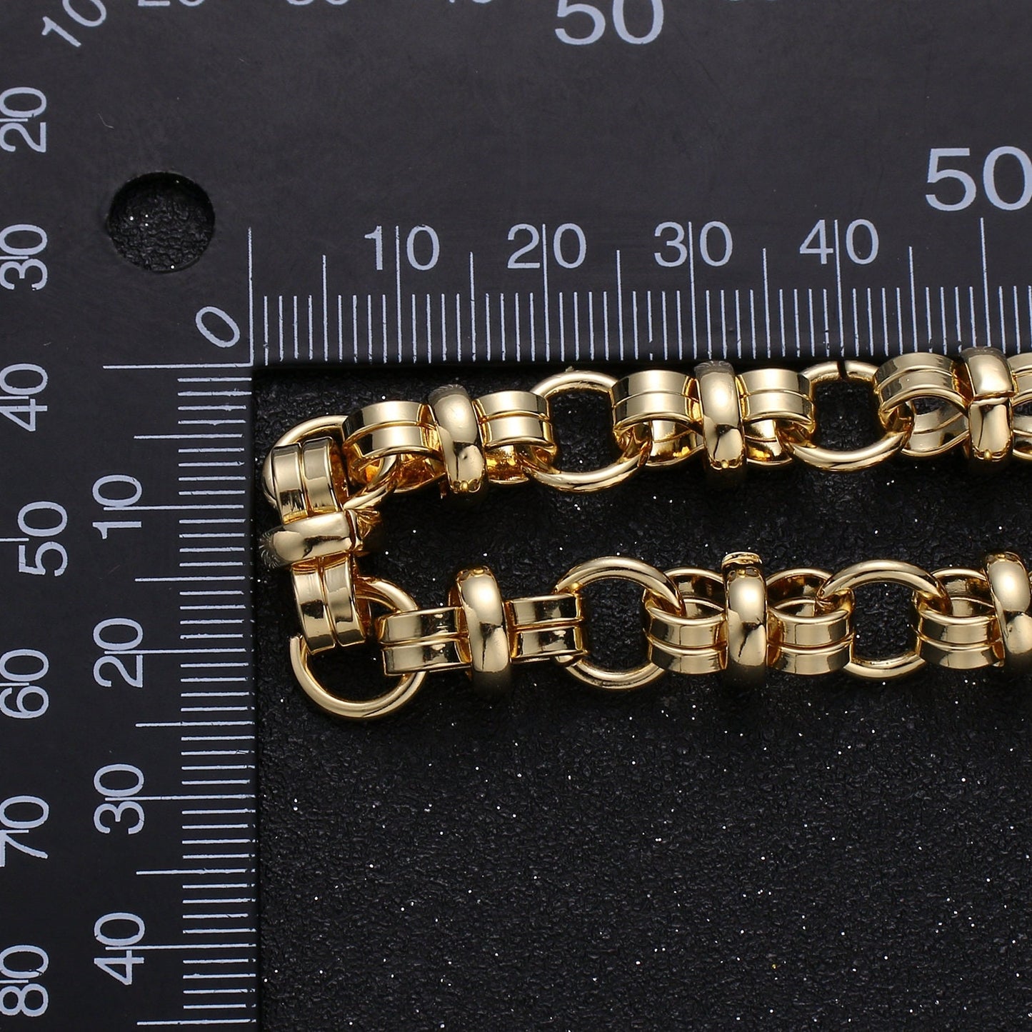24K Link Round Double Eternity Chain by Foot, Gold Fancy Chain by Yard, , Wholesale bulk Roll Chain Jewelry Making, 9.5mm-302