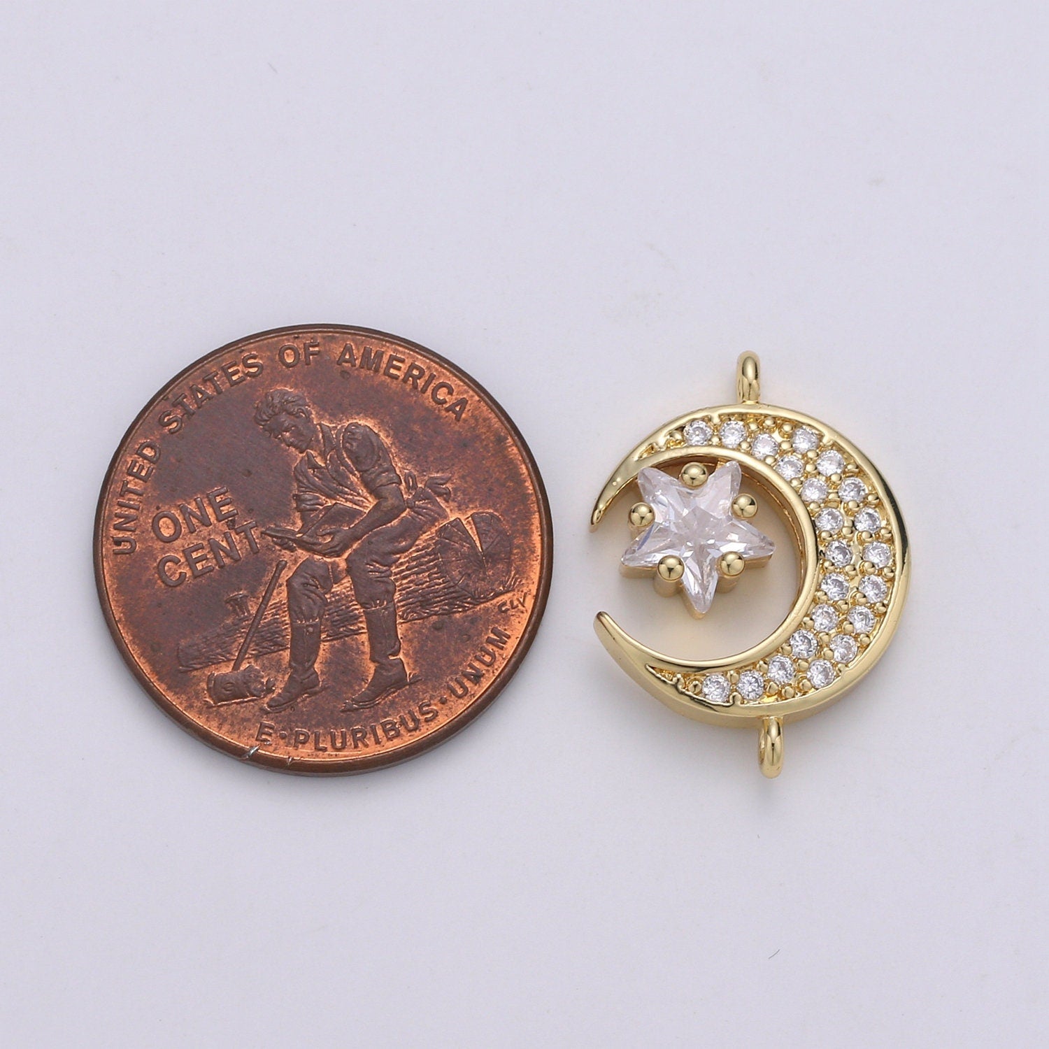 Star & Moon 24K Gold Micro Pave Charm, Cubic Celestial Pendant Charm, CZ Charm For DIY Necklace Bracelet Earring COGF-584,585