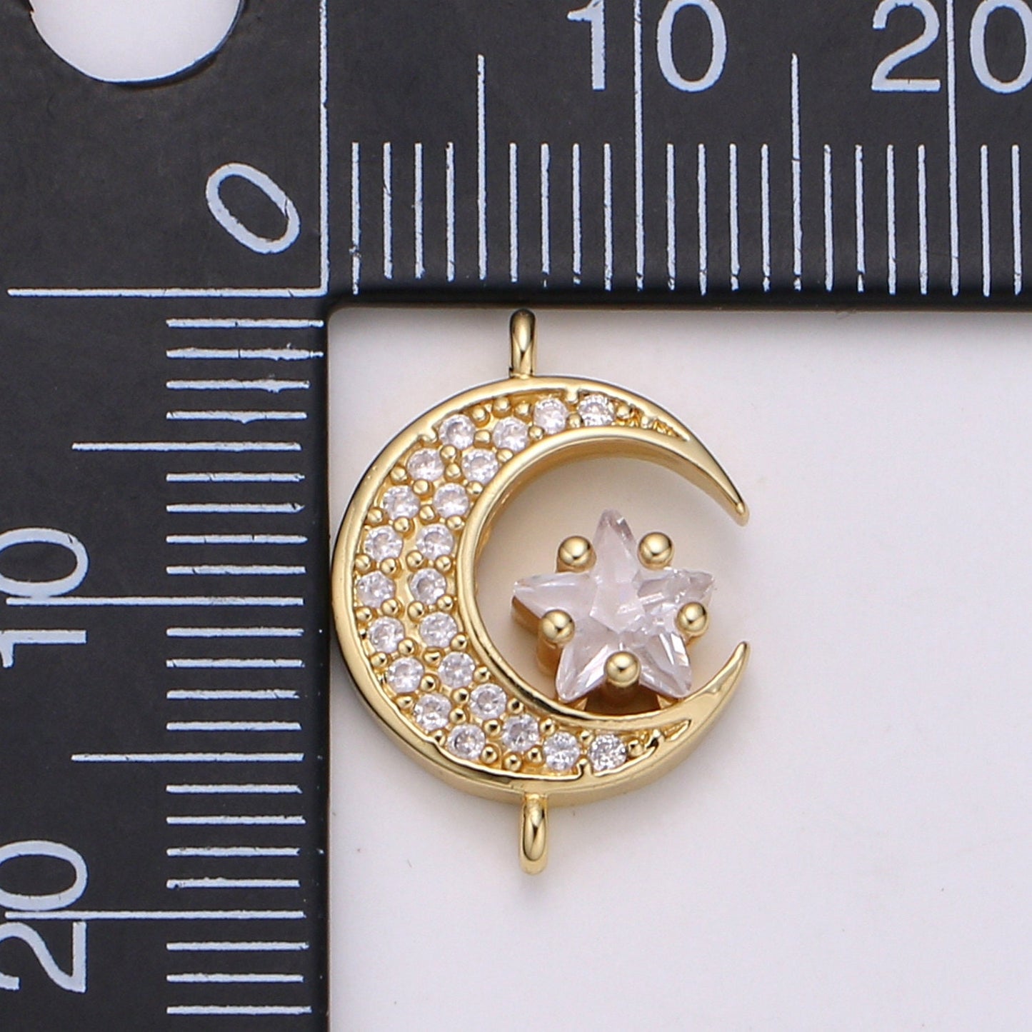 Star & Moon 24K Gold Micro Pave Charm, Cubic Celestial Pendant Charm, CZ Charm For DIY Necklace Bracelet Earring COGF-584,585