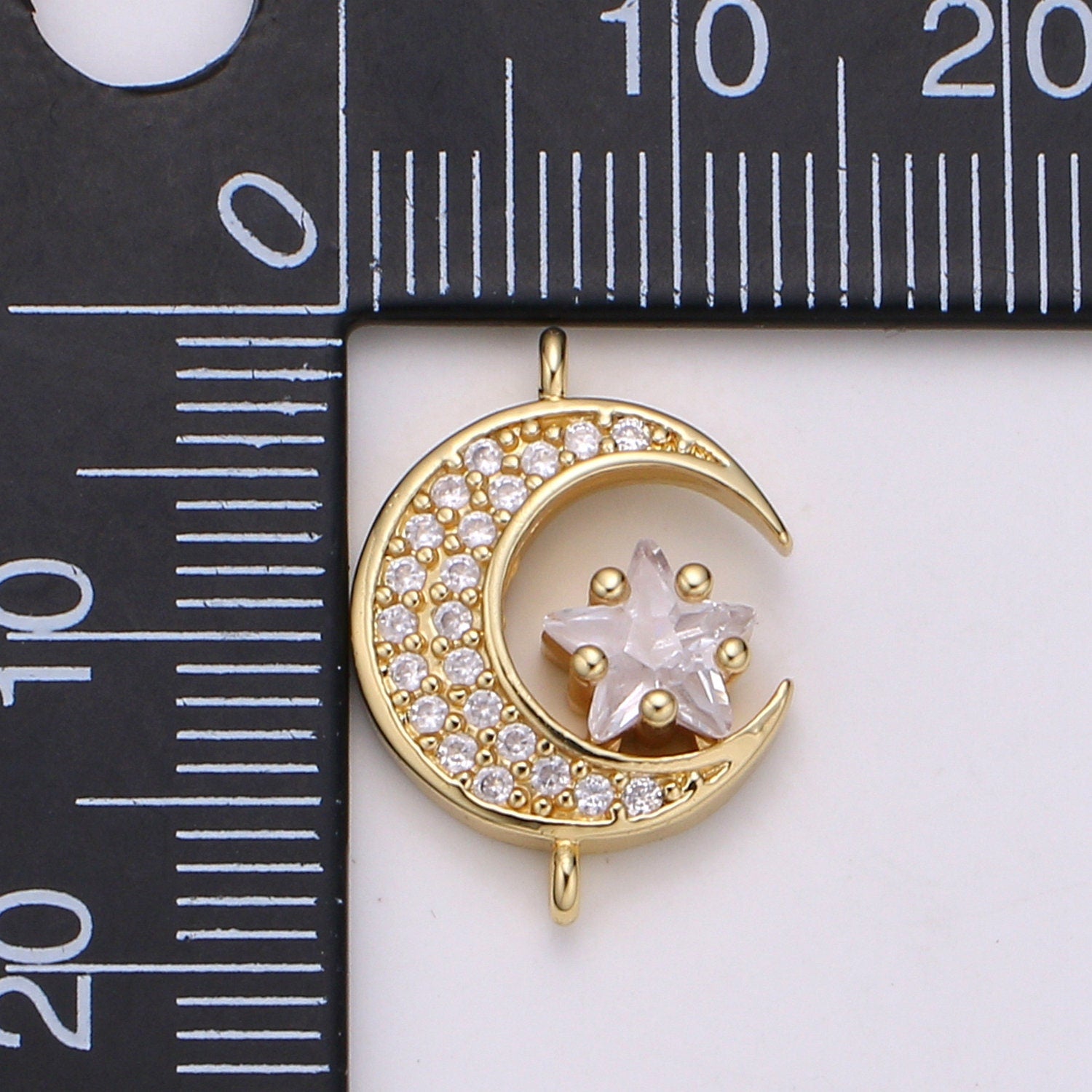 Star & Moon 24K Gold Micro Pave Charm, Cubic Celestial Pendant Charm, CZ Charm For DIY Necklace Bracelet Earring COGF-584,585