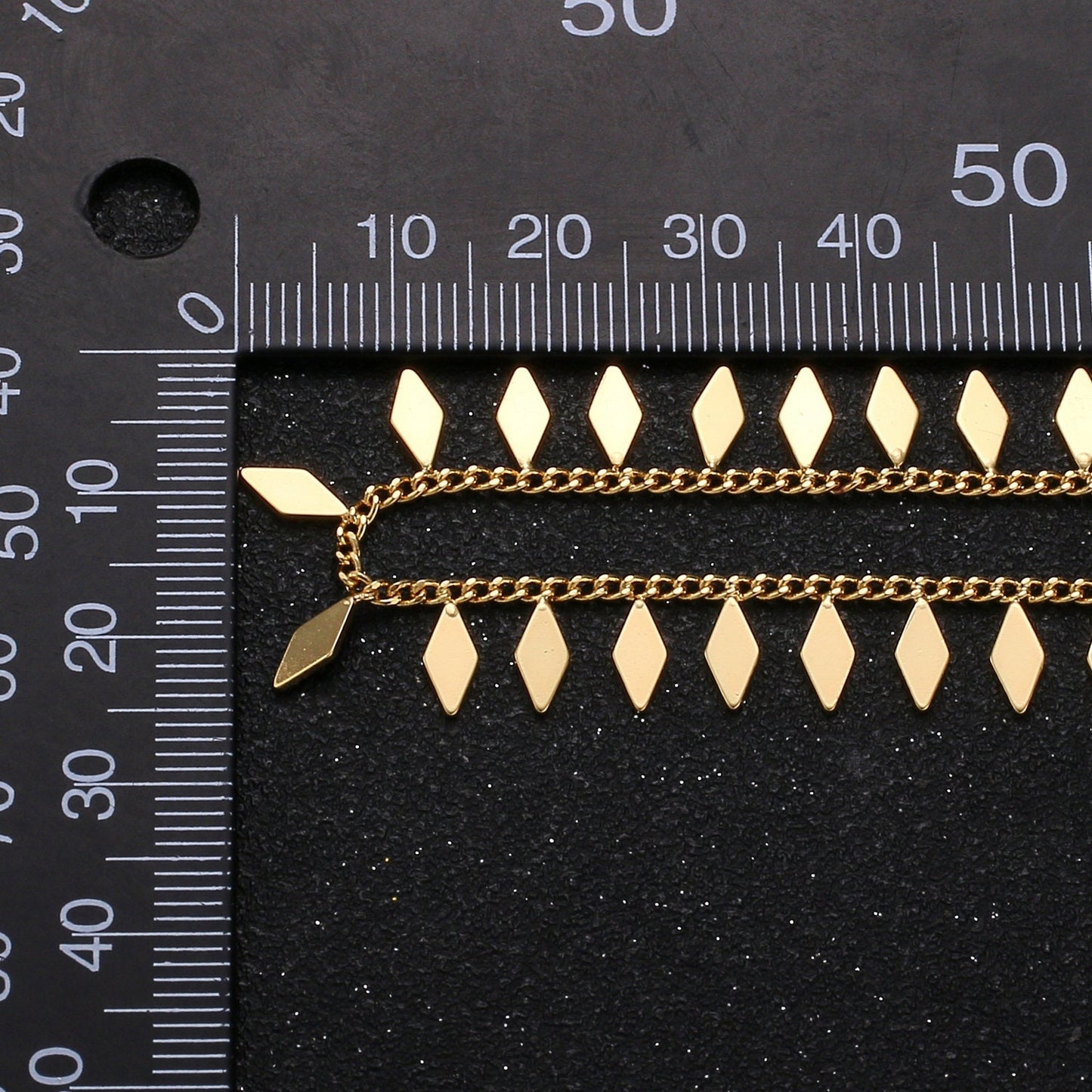 Diamond Shape Charm 24K Gold Chain by Yard, Rhombus Charm Chain by Foot, Wholesale Roll Chain for DIY Jewelry ,Thickness 0.6mm,314