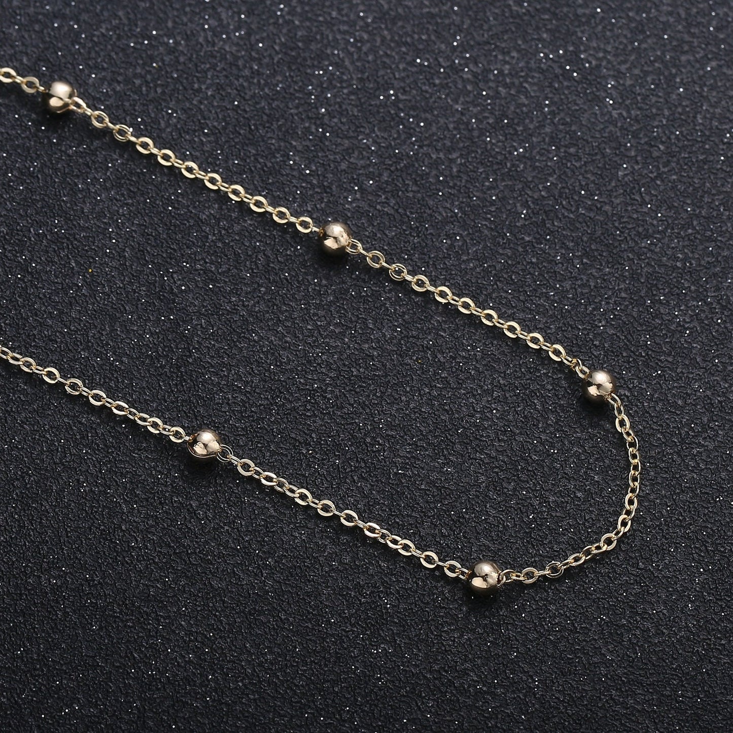 16K Gold Rollo Round Beads Chain by Yard, Gold beads Specialty Link Chain by Foot, Bead diameter 3.5mm Chain 0.3mm Thick, 298