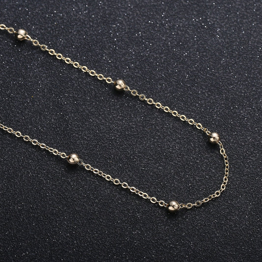 16K Gold Rollo Round Beads Chain by Yard, Gold beads Specialty Link Chain by Foot, Bead diameter 3.5mm Chain 0.3mm Thick, 298