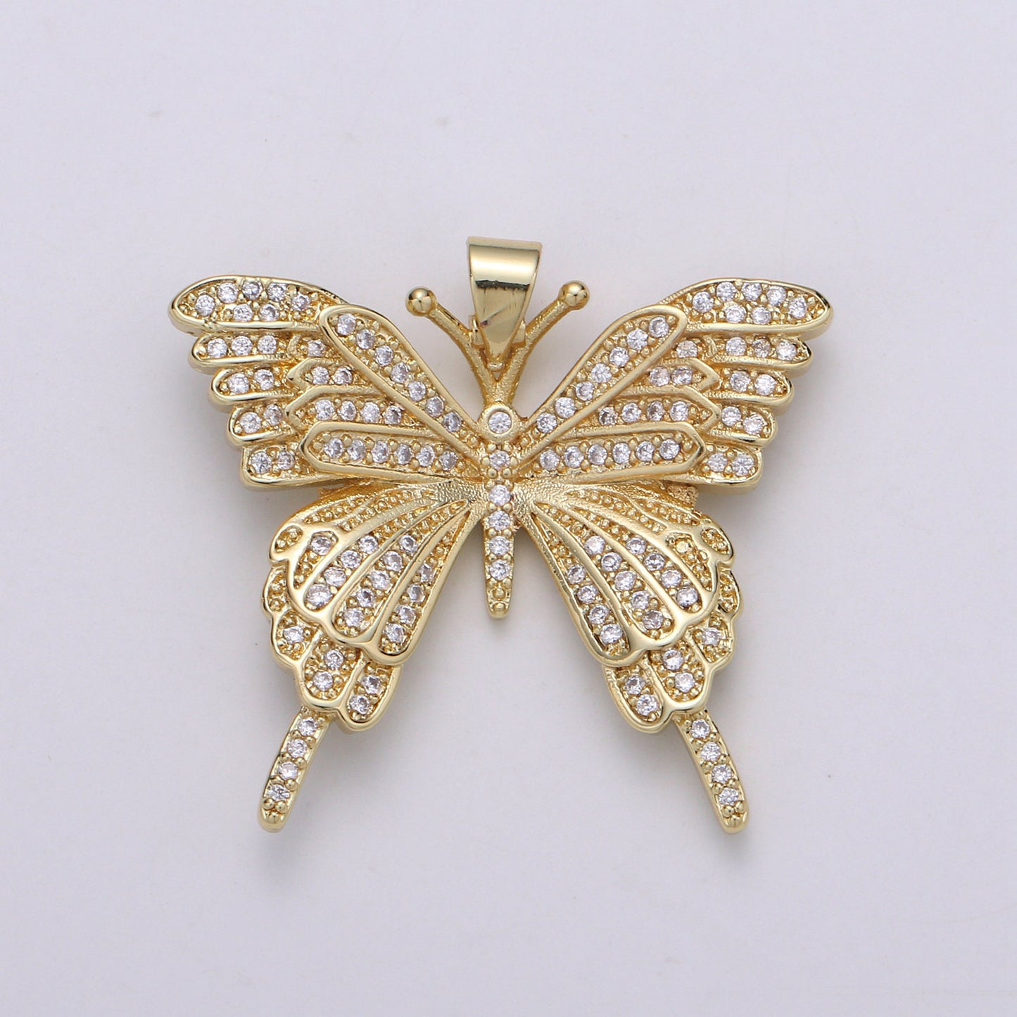 Micro Pave Butterfly Charm 24K Gold Pendant, Cubic Zirconia Monarch Pendant Charm for Bracelet Earring Necklace PDGF-2020, 2021