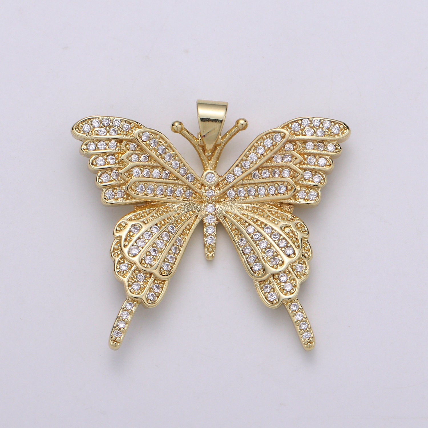 Micro Pave Butterfly Charm 24K Gold Pendant, Cubic Zirconia Monarch Pendant Charm for Bracelet Earring Necklace PDGF-2020, 2021