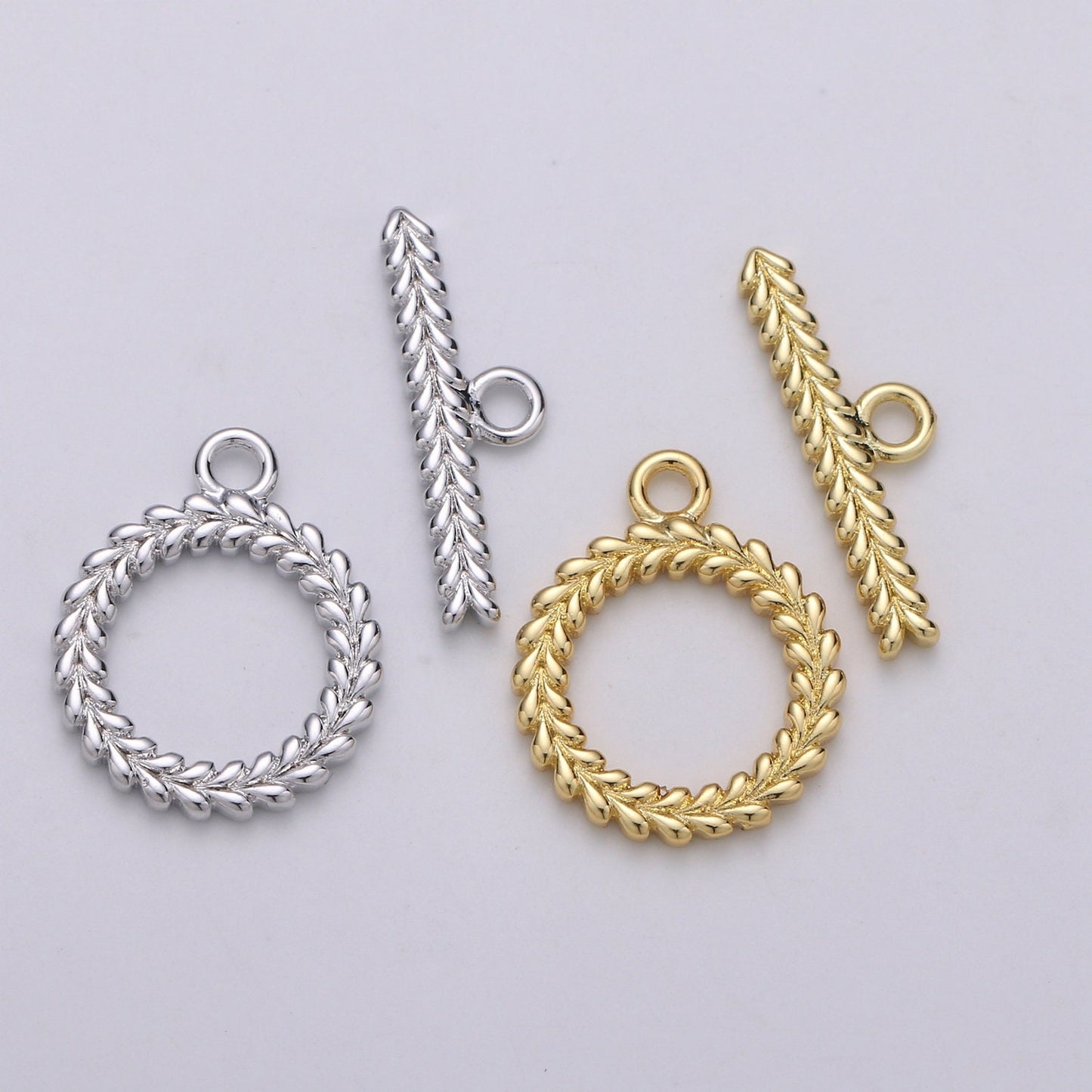 1 Set 15mm 14K Gold Wreath Toggle Clasp SUPP-1001, 1002