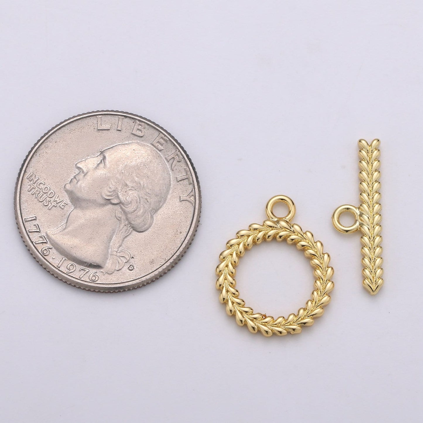1 Set 15mm 14K Gold Wreath Toggle Clasp SUPP-1001, 1002