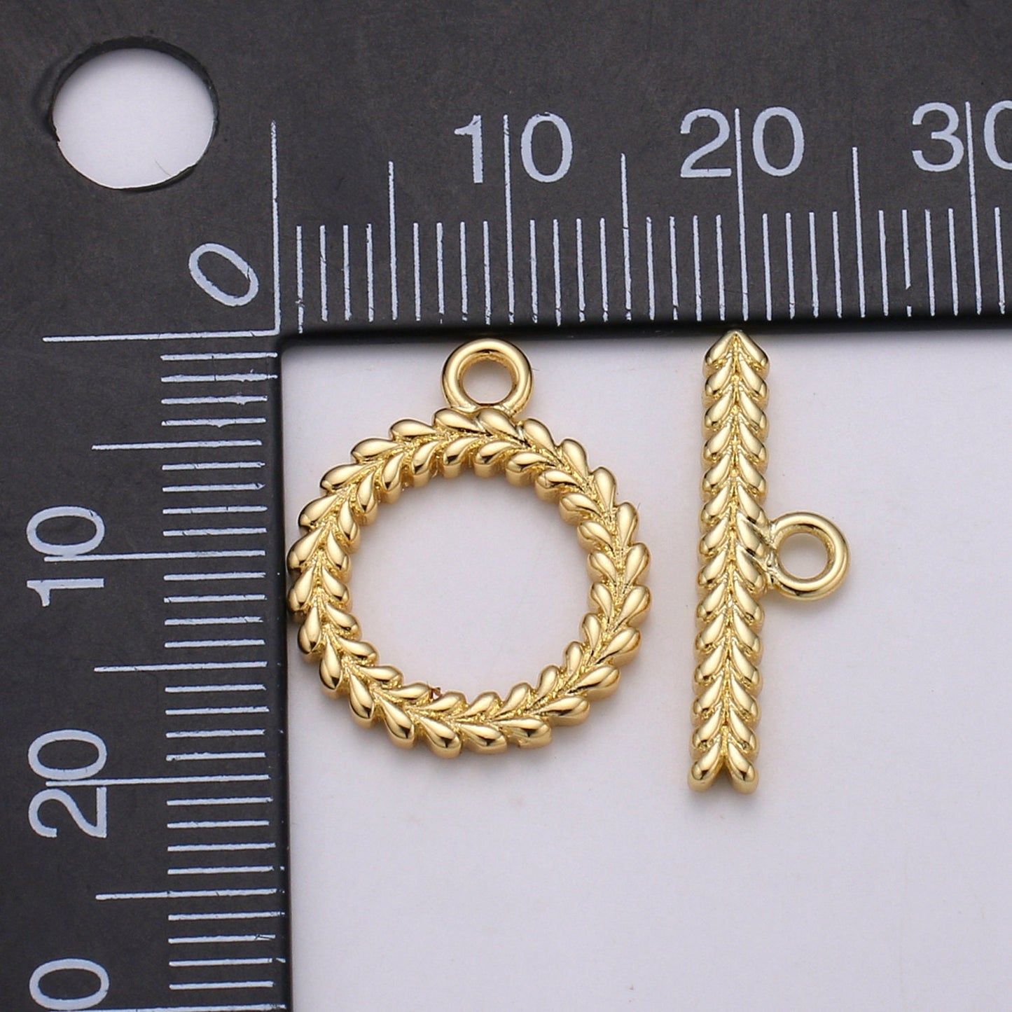 1 Set 15mm 14K Gold Wreath Toggle Clasp SUPP-1001, 1002