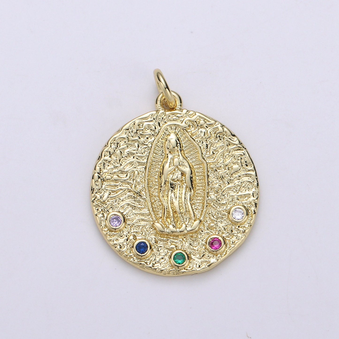 Lady Guadalupe 24K Gold Pendant, Virgin Guadalupe CZ Pendant Craft Supplies For Necklace Bracelet DIY Jewelry Making, CHGF-1903