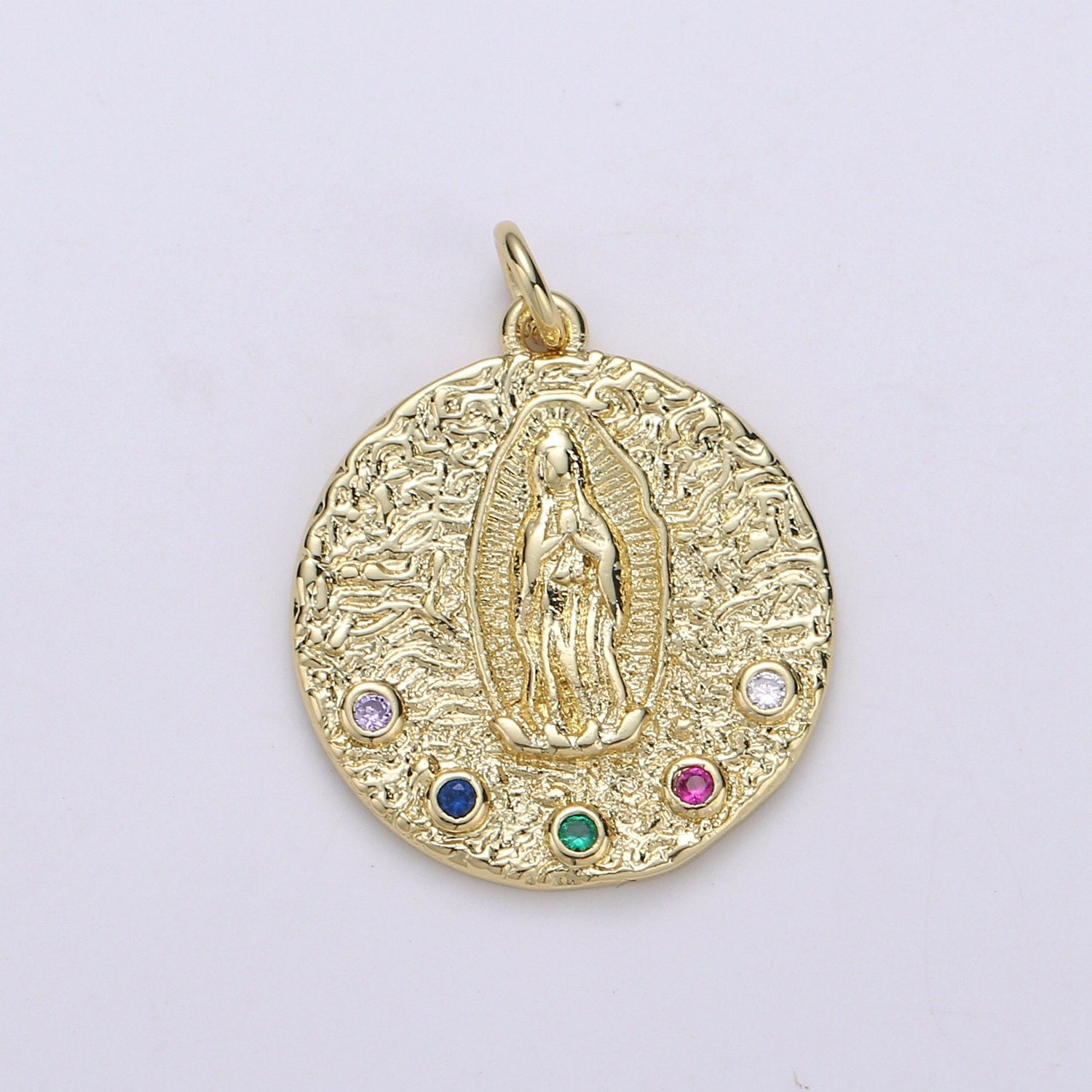 Lady Guadalupe 24K Gold Pendant, Virgin Guadalupe CZ Pendant Craft Supplies For Necklace Bracelet DIY Jewelry Making, CHGF-1903
