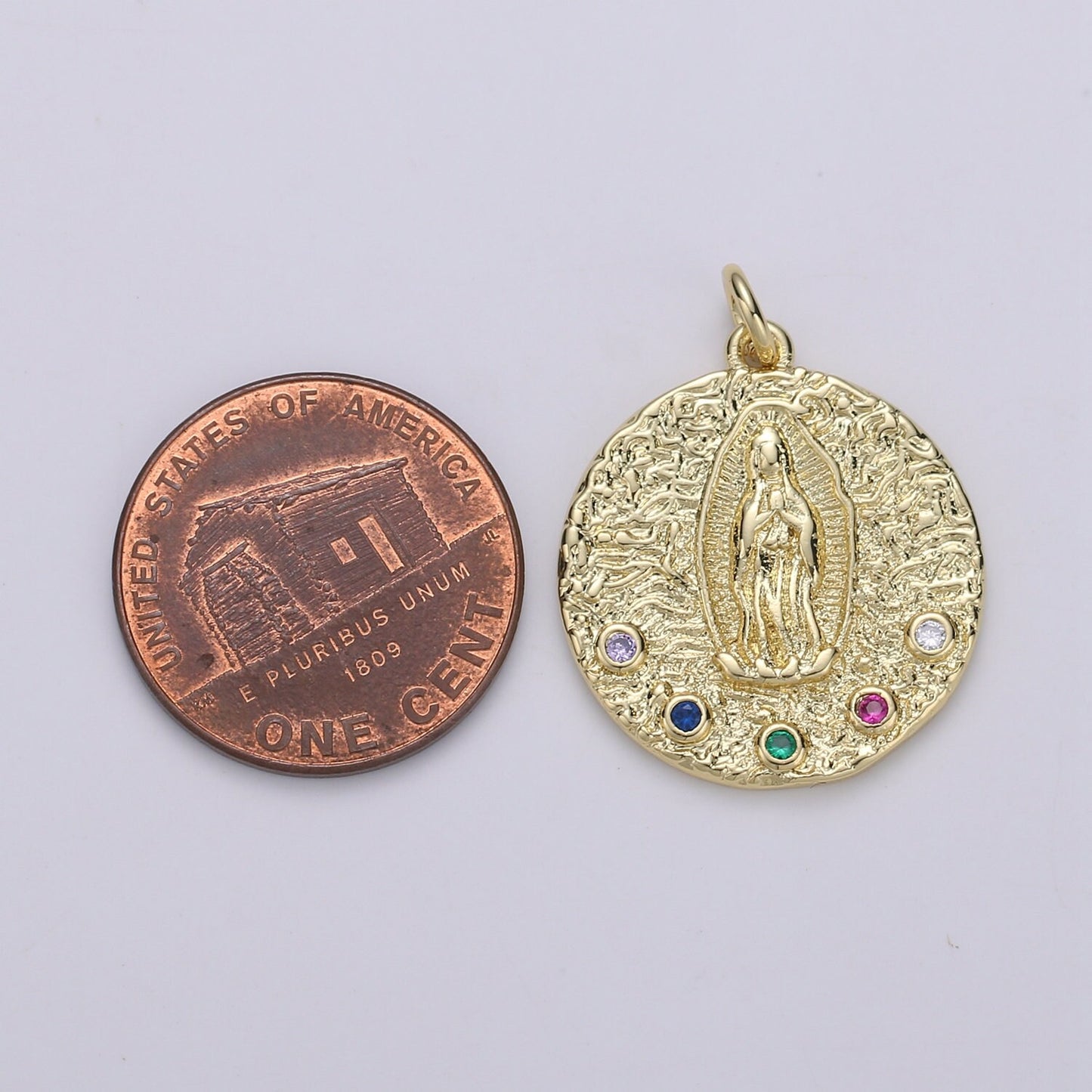 Lady Guadalupe 24K Gold Pendant, Virgin Guadalupe CZ Pendant Craft Supplies For Necklace Bracelet DIY Jewelry Making, CHGF-1903