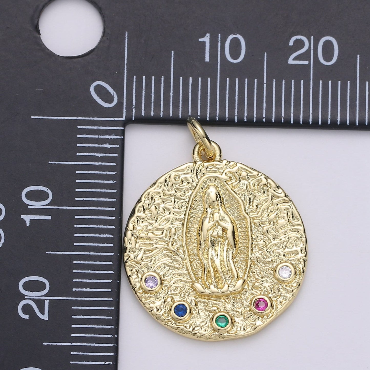 Lady Guadalupe 24K Gold Pendant, Virgin Guadalupe CZ Pendant Craft Supplies For Necklace Bracelet DIY Jewelry Making, CHGF-1903