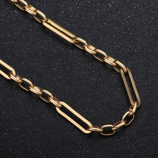 Glossy 24K Gold Rolo Cable Paperclip Chain by Yard, Link Cable Thick Elongate Chain, Gleaming Wholesale bulk Roll Chain,Roll-371