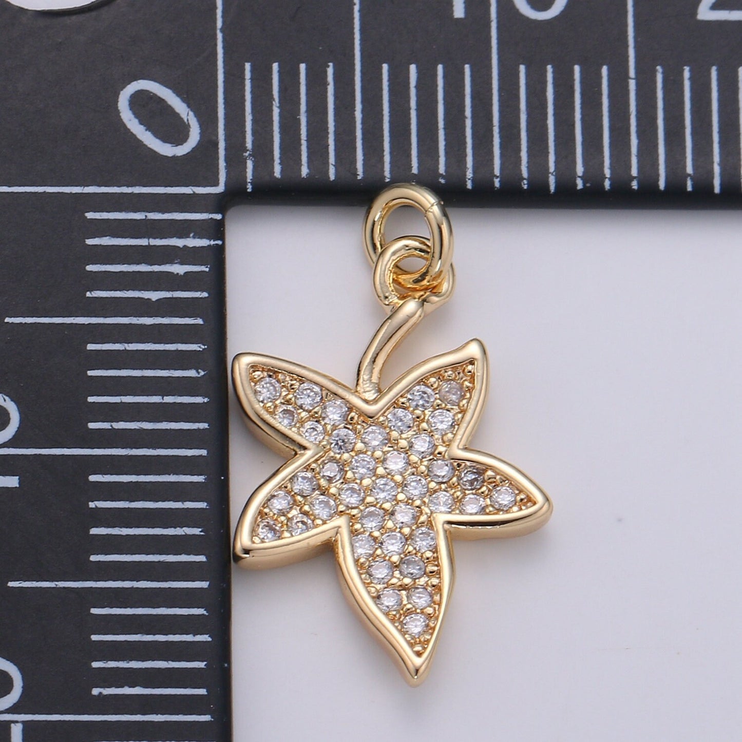 18K Gold Maple Leaf Charm Gold Maple Leaf Charm Cubic Maple Leaf Charm Nature or Forest Jewelry Inspired