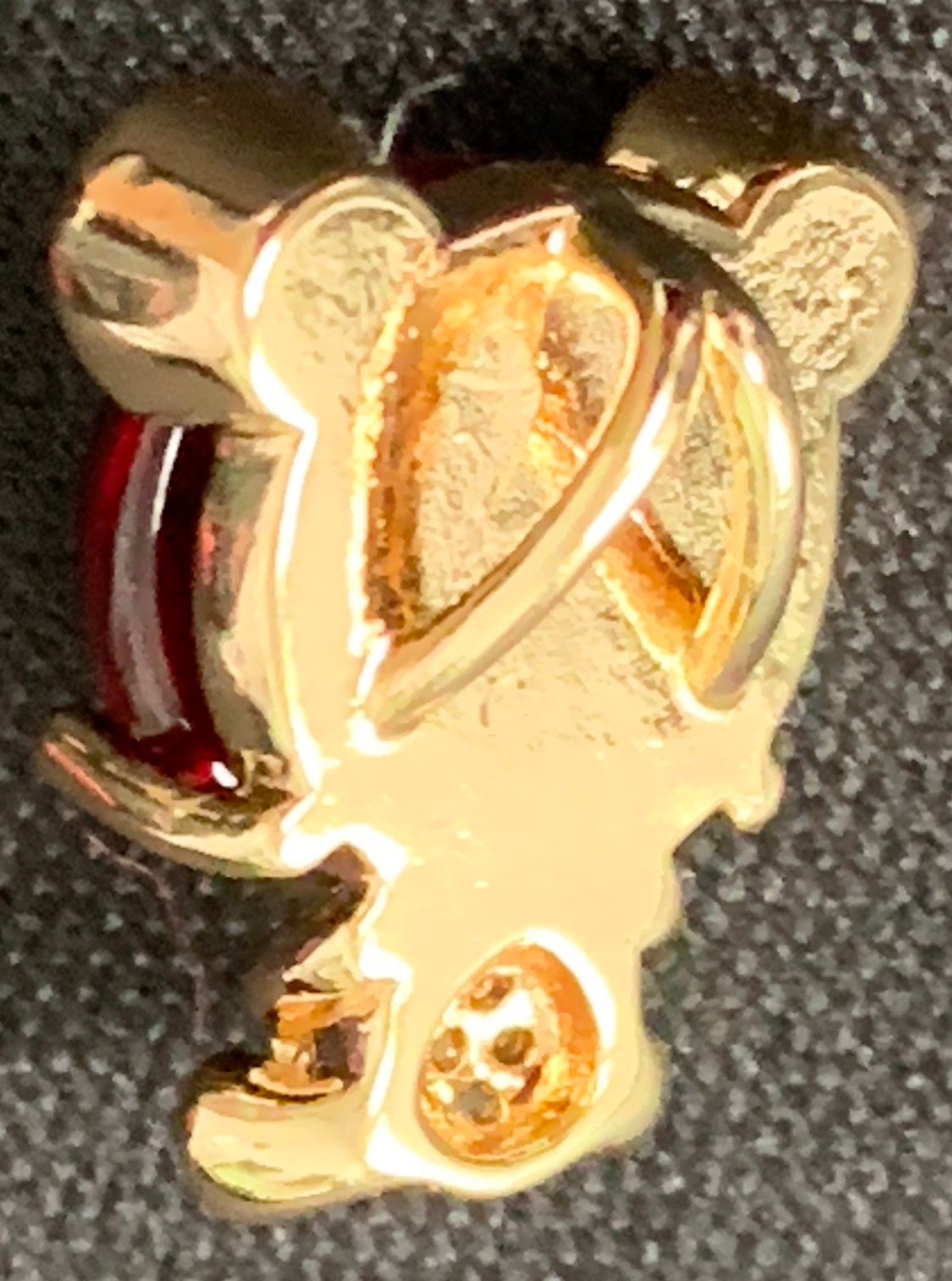 1pc Red Corundum 18K Gold Plated Micro Pave CZ Bear Pendant Charm, Micro Pave CZ Bear Pendant Charm, Gold Plated Animal Pendant