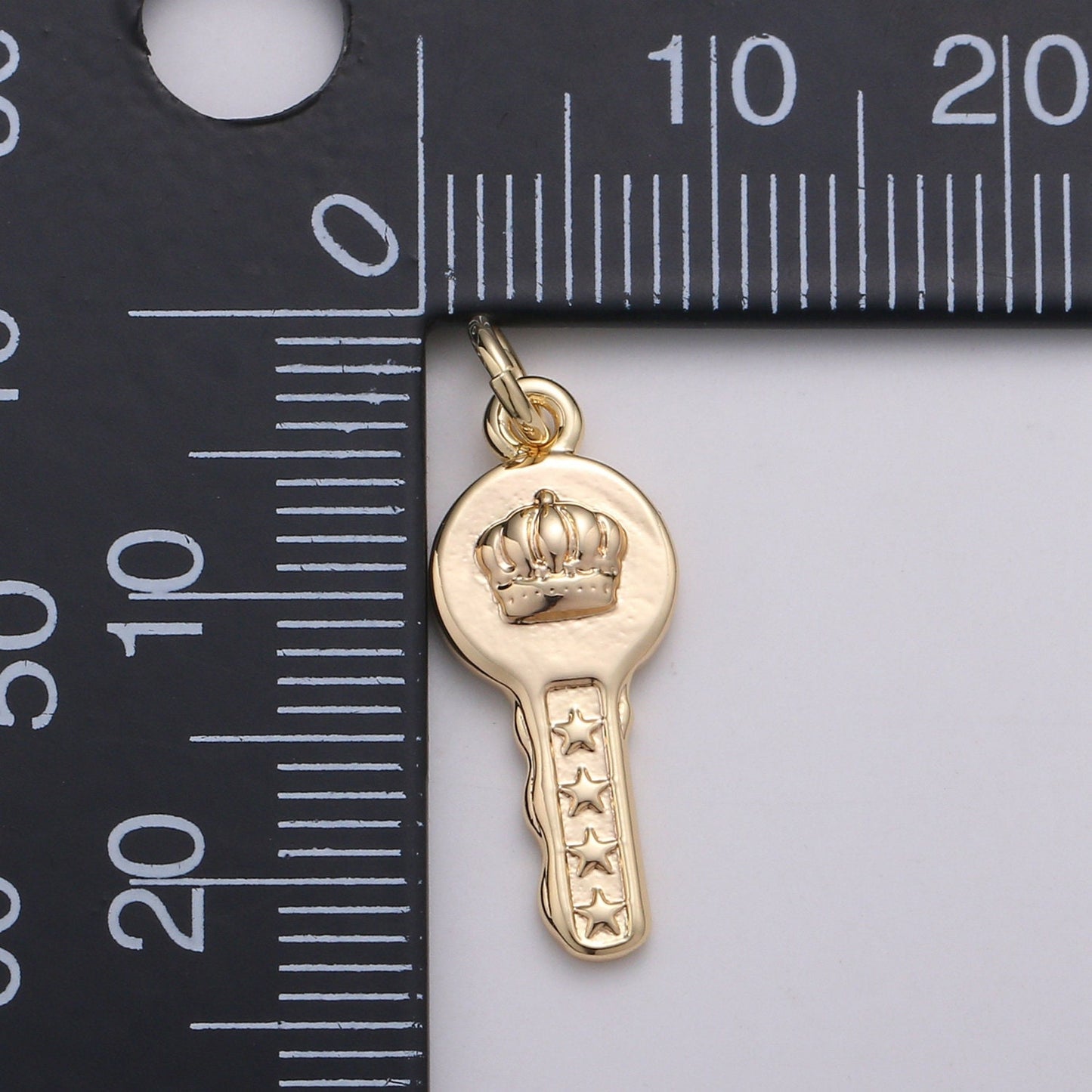 1pc 18k Gold Key Pendant Charm, Dainty Crown Key Pendant Charm, Key of Heaven Pendant, For DIY Jewelry Making Supply