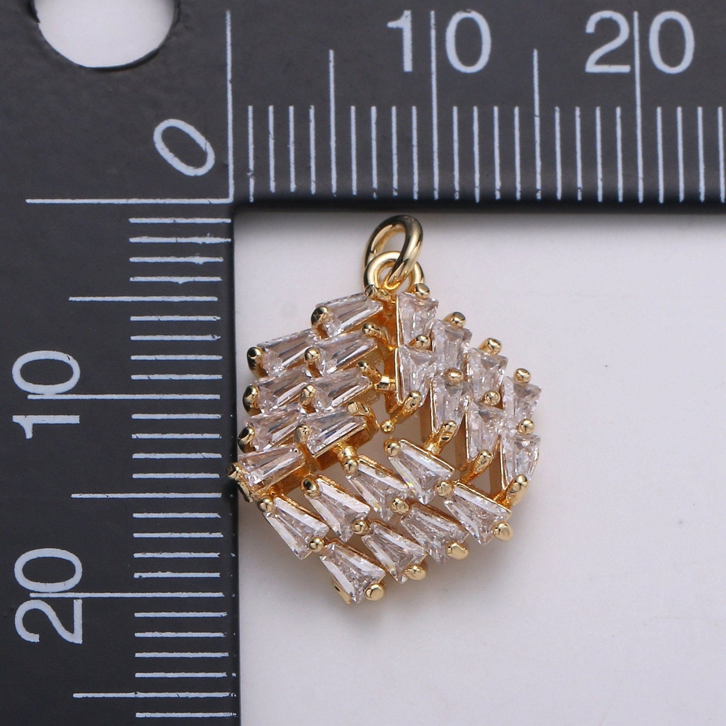 24K Gold Plated 3D Box Baguette Charm, Micro Pave Cubic Zirconia Cube Charm, Clear Cubic Charms, DIY Jewelry Supply