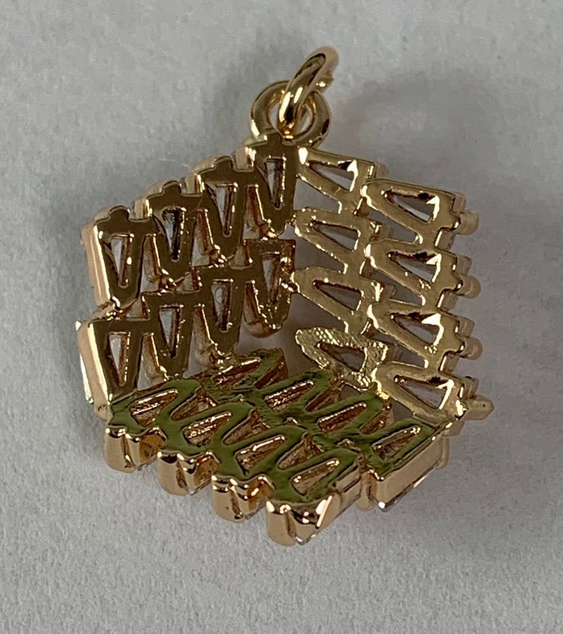 24K Gold Plated 3D Box Baguette Charm, Micro Pave Cubic Zirconia Cube Charm, Clear Cubic Charms, DIY Jewelry Supply