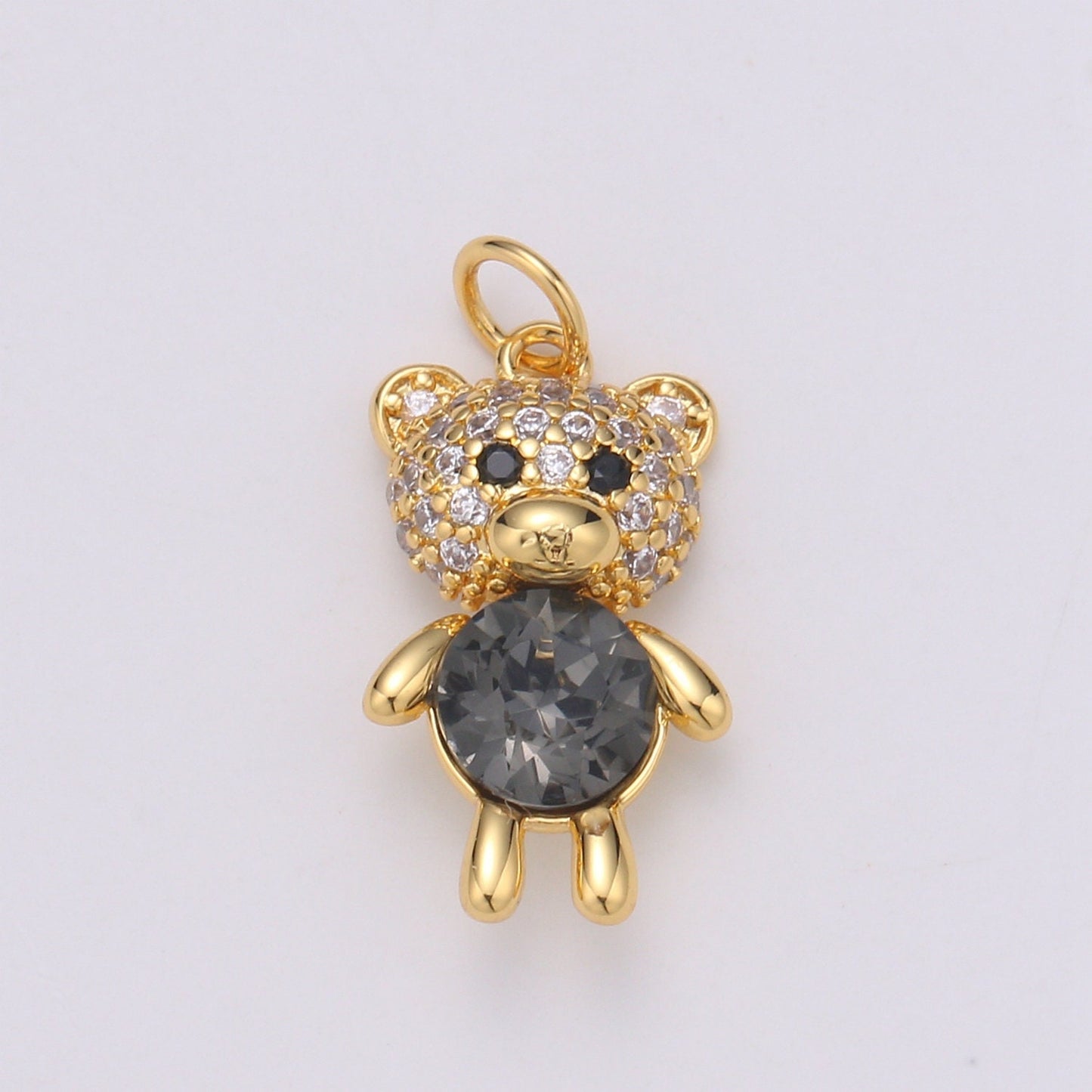 1pc Multi Color 24K Gold Plated Micro Pave CZ Bear Pendant Charm, Micro Pave CZ Bear Pendant Charm, Gold Plated Animal Pendant,Dainty Charm