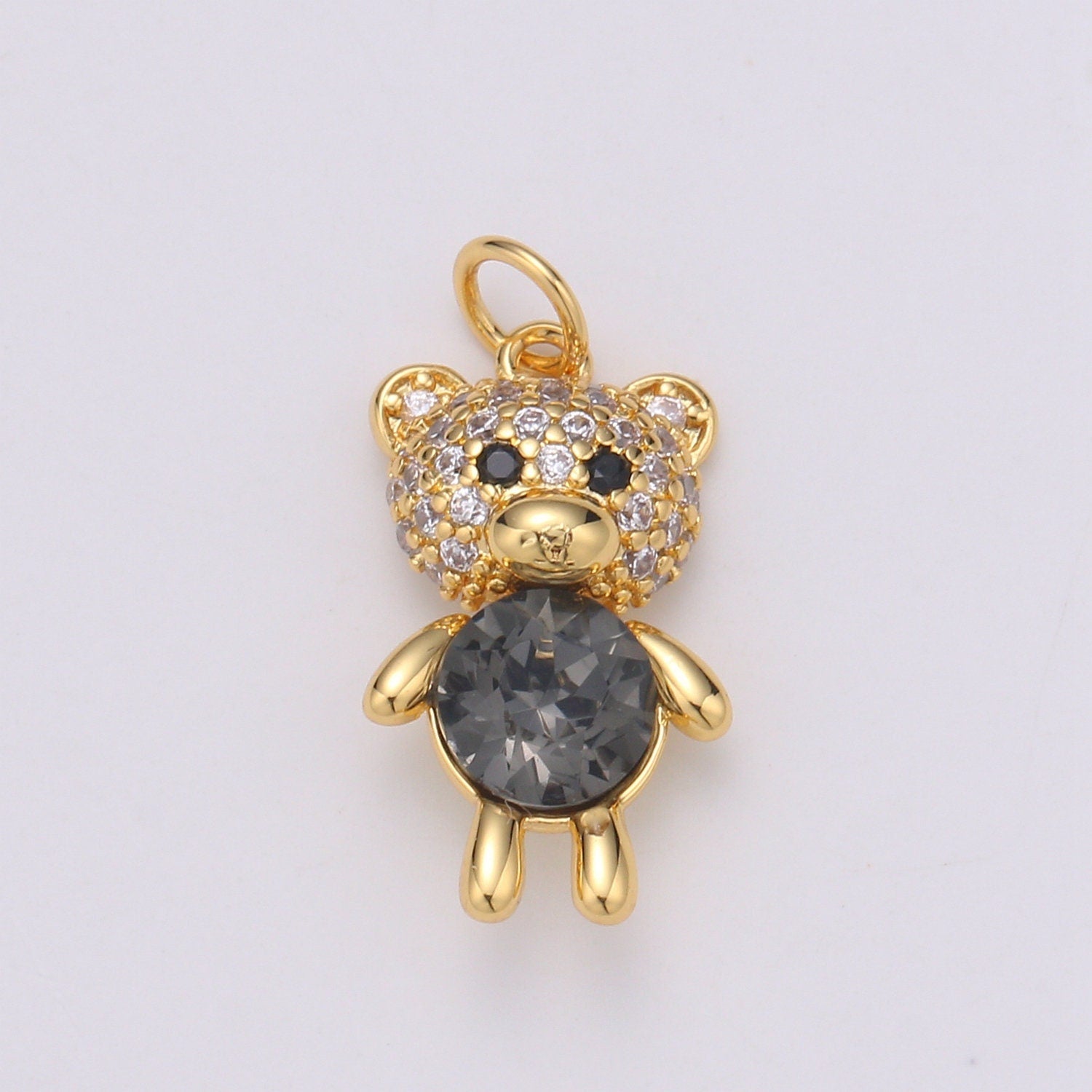 1pc Multi Color 24K Gold Plated Micro Pave CZ Bear Pendant Charm, Micro Pave CZ Bear Pendant Charm, Gold Plated Animal Pendant,Dainty Charm