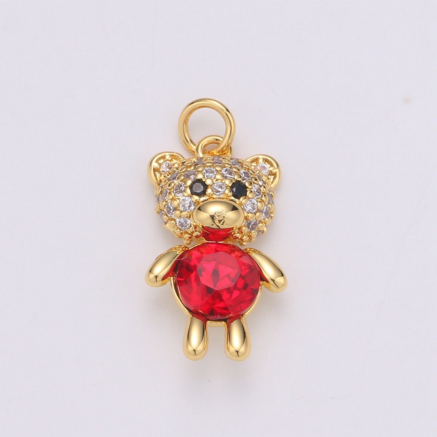1pc Multi Color 24K Gold Plated Micro Pave CZ Bear Pendant Charm, Micro Pave CZ Bear Pendant Charm, Gold Plated Animal Pendant,Dainty Charm