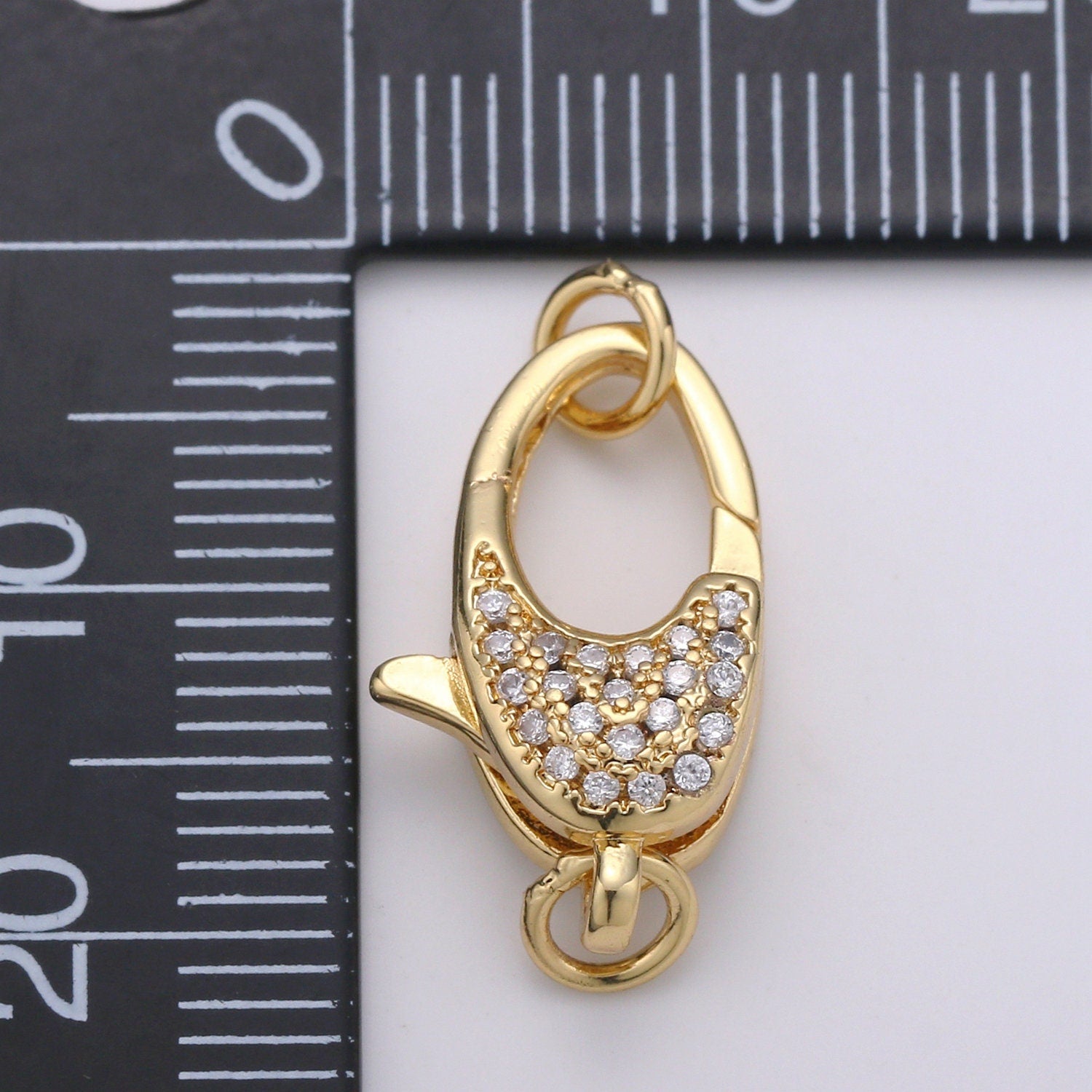 14k Gold CZ Micro Pave Clasp Rectangle Lock Clasp, Interlock Micro pave Clasp Fastener for Bracelet Necklace Clear supp 716, 718