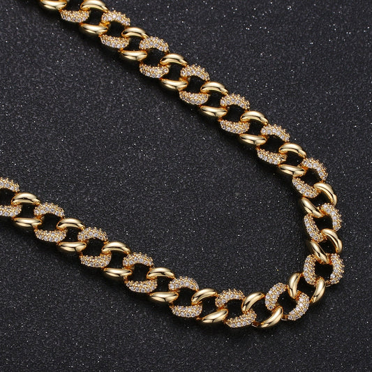 1 Yard 24K Gold Cluster CZ Rolo Cable Chain by Yard, Sand Cubic Cable Rolo Chain,Fancy Roll Chain for DIY Craft, Roll- 326, O72