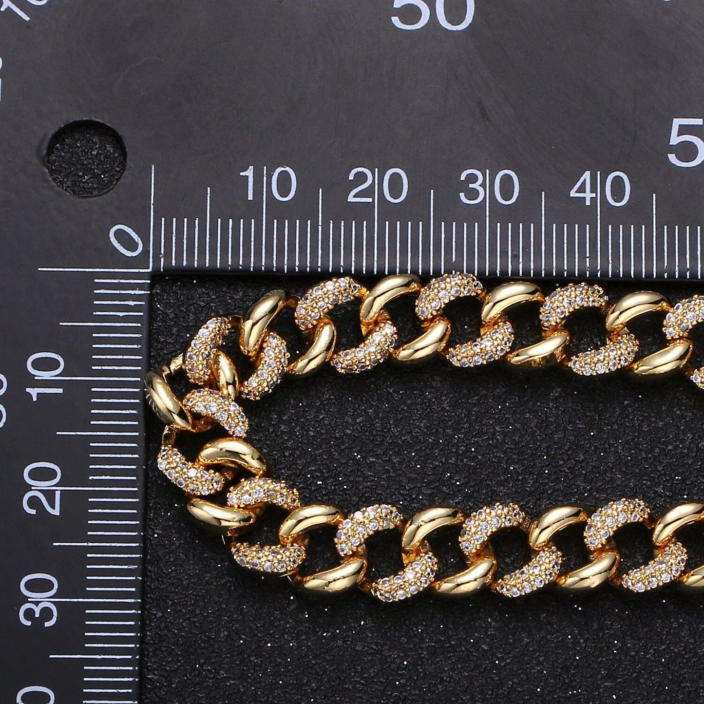 1 Yard 24K Gold Cluster CZ Rolo Cable Chain by Yard, Sand Cubic Cable Rolo Chain,Fancy Roll Chain for DIY Craft, Roll- 326, O72
