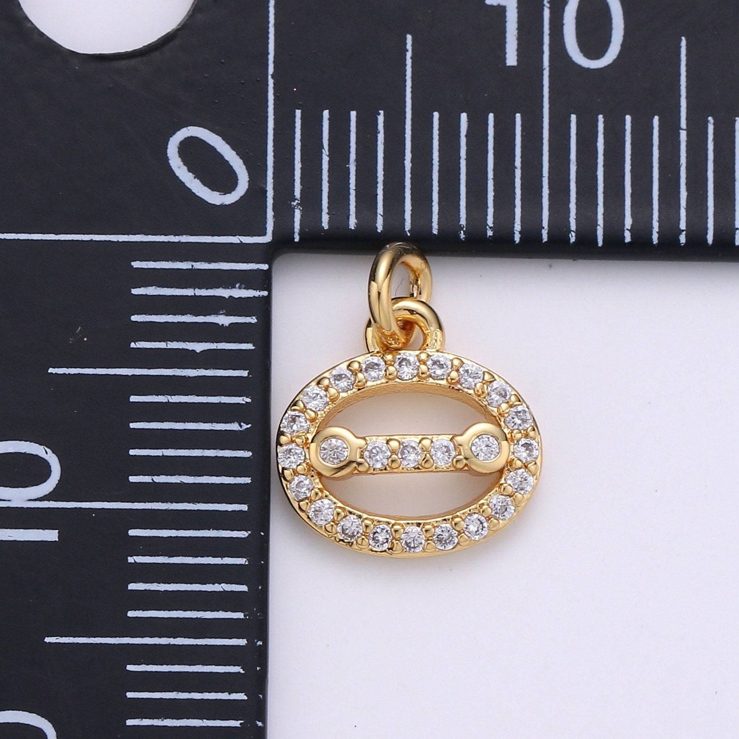 Small Cluster Cubic charm, Disc charm Balance CZ charms, Oval Cluster Zirconia, bracelet charm Necklace Charm, CHGF-1741